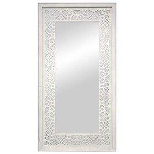 Espejo grande enmarcado rectangular Marruecos blanco decapado 150 x 60 cm