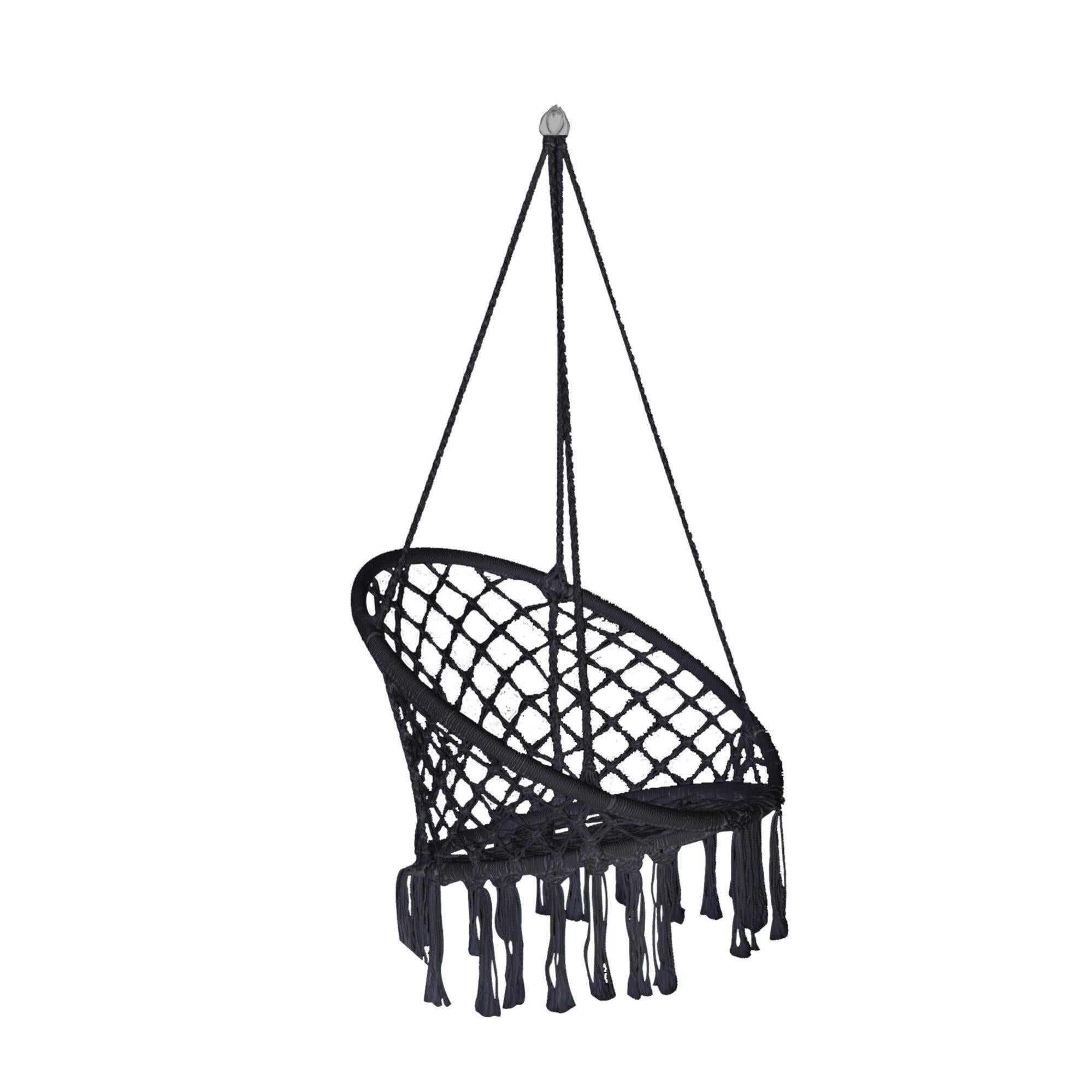 Hamaca/silla de exterior de algodón y cuerda gris 62x62 cm
