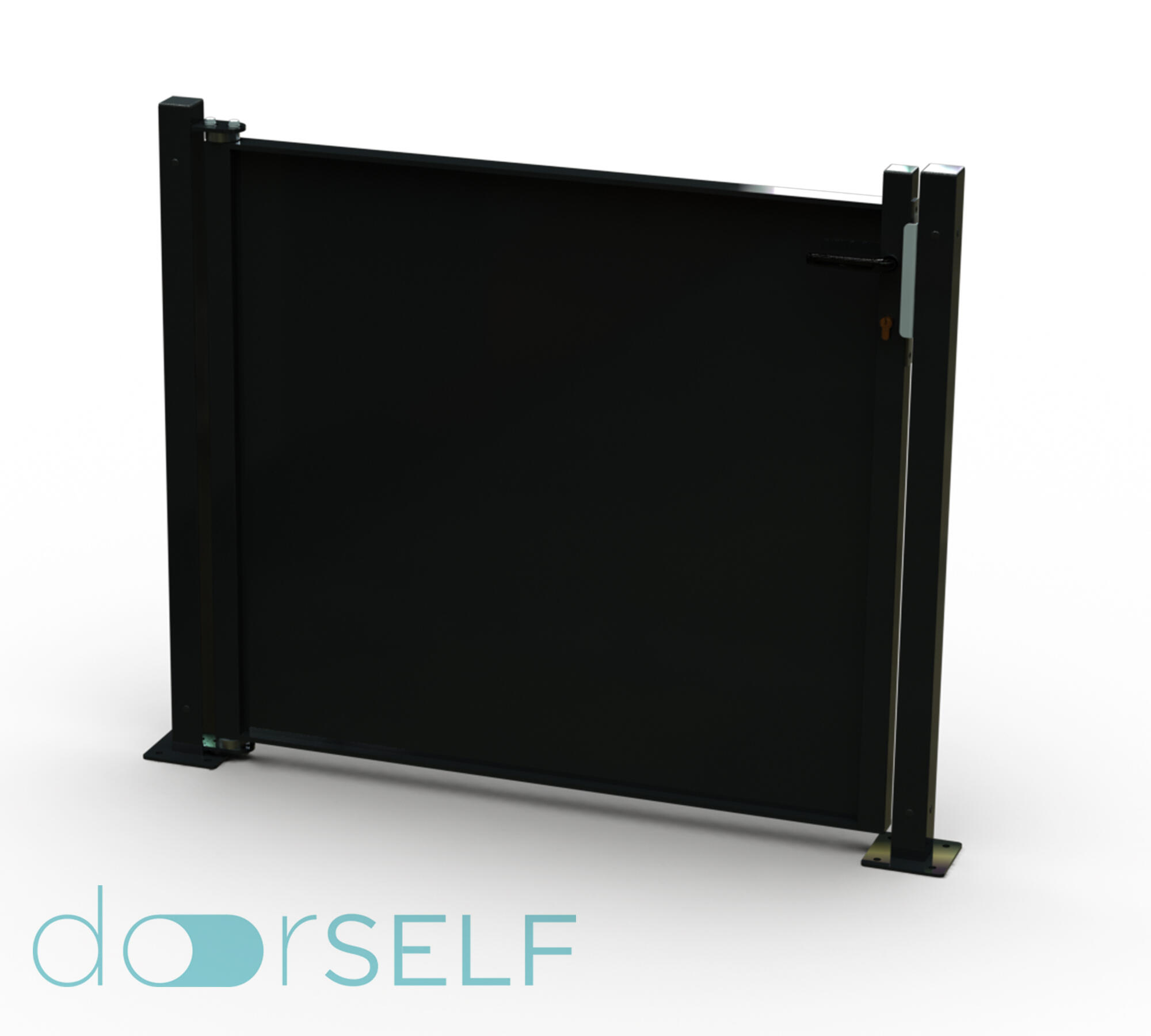 Kit puerta para valla doorself blind negro 116x93,5 cm