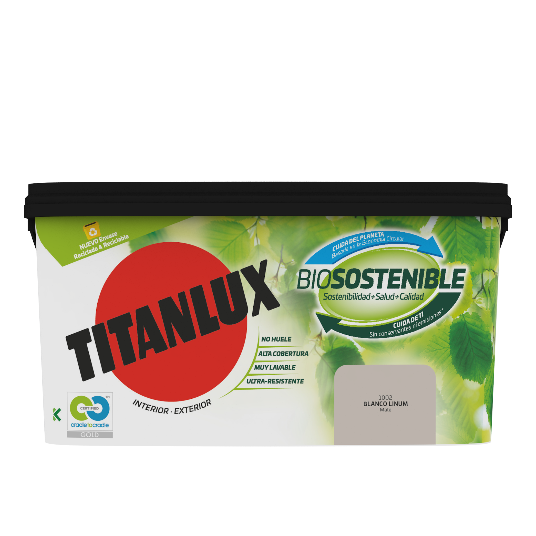Pintura interior biosostenible titanlux mate 4 l blanco lino