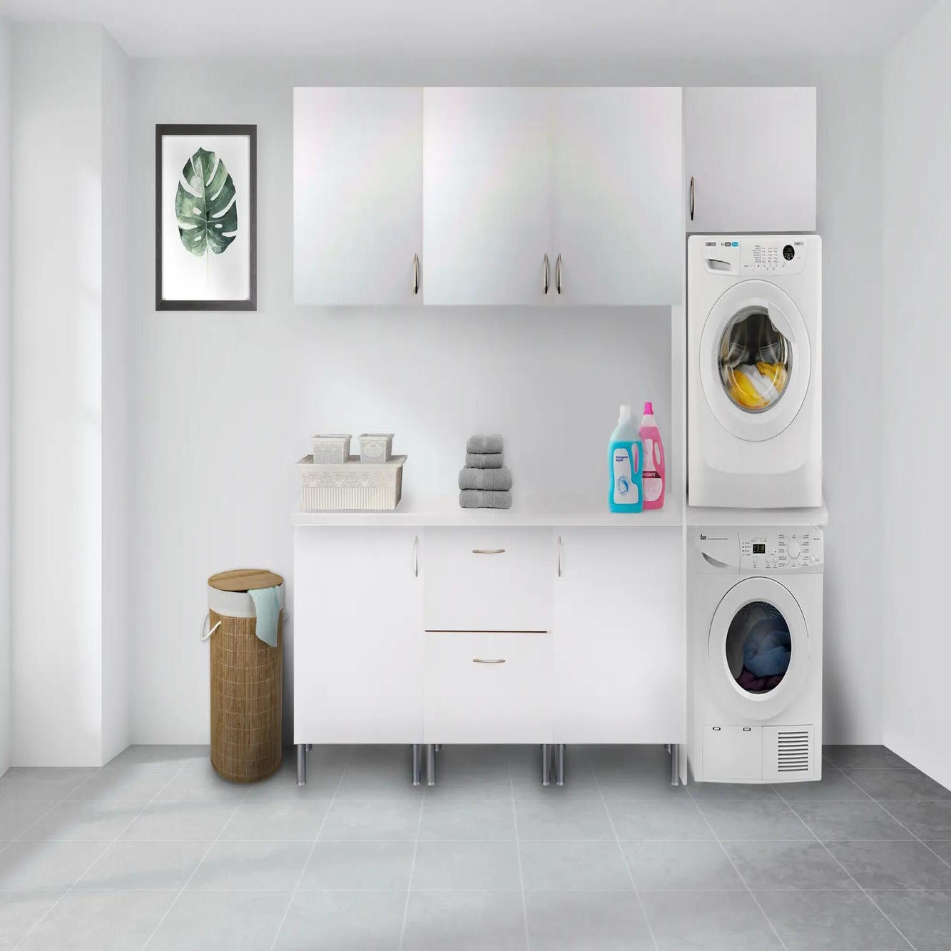 Mueble lavadero en kit Basic de 240cm blanco