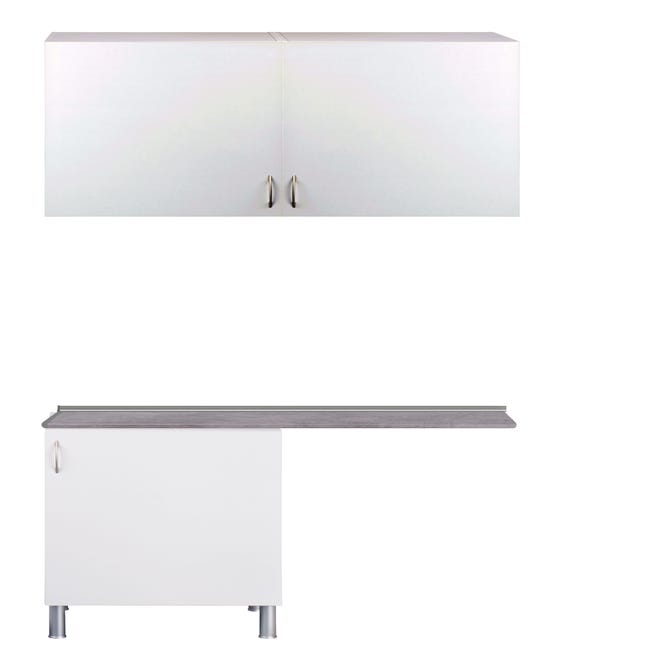 Mueble para lavadora BASIC de 70 x 60 cm blanco con módulo alto + módulo  bajo