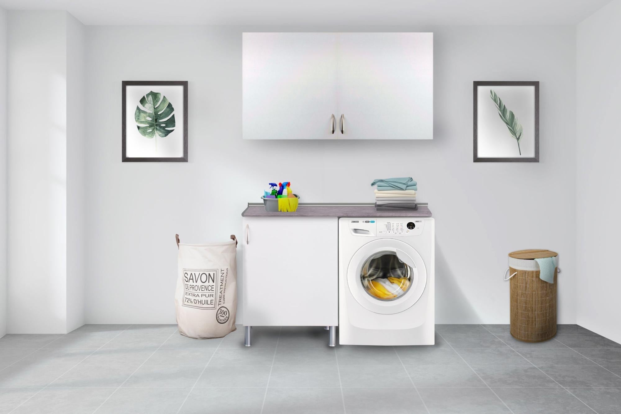 impermeable amante Combatiente Mueble para lavadora BASIC de 70 x 60 cm blanco con módulo alto + módulo  bajo | Leroy Merlin