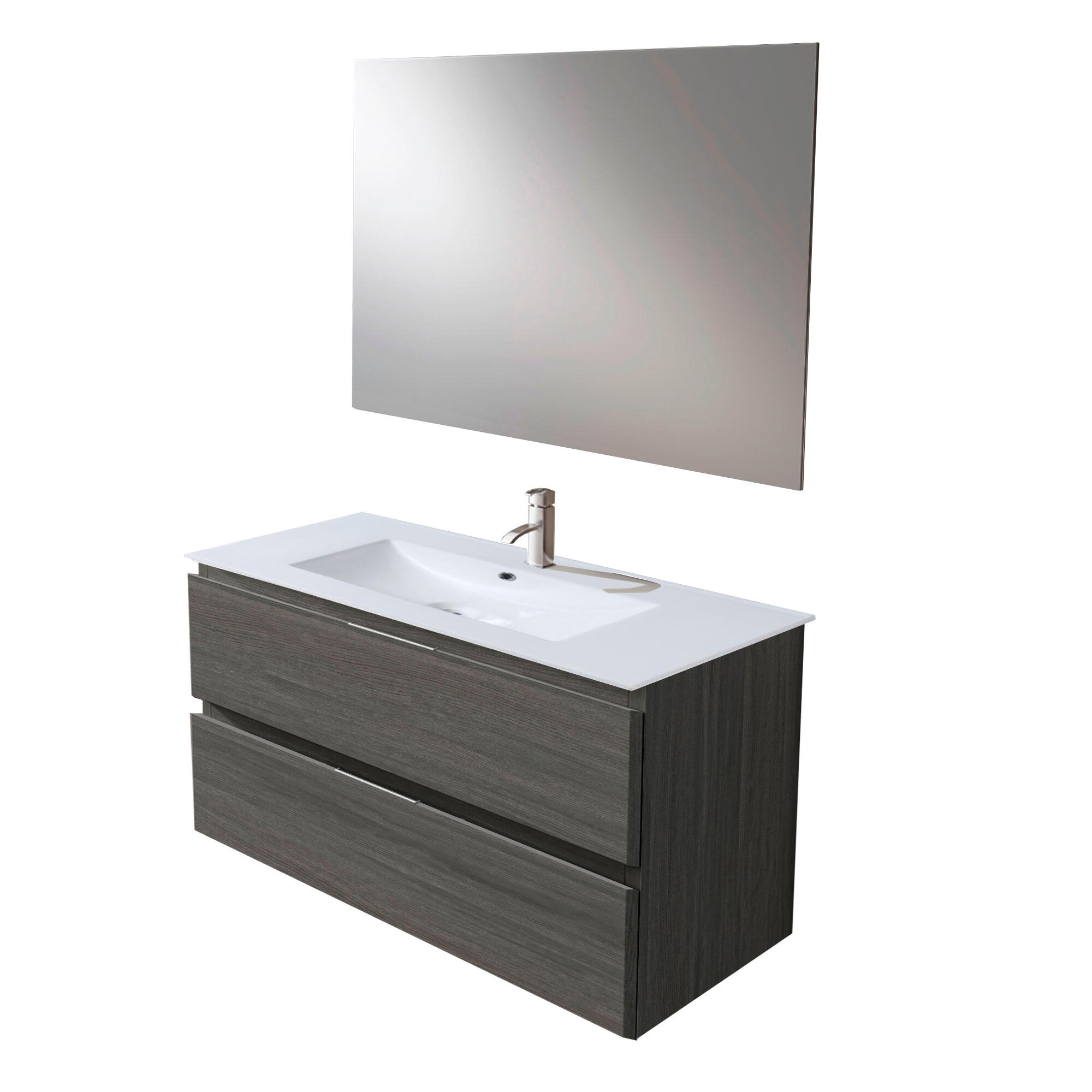 Mueble de baño con lavabo y espejo prima roble ceniza 80x45 cm