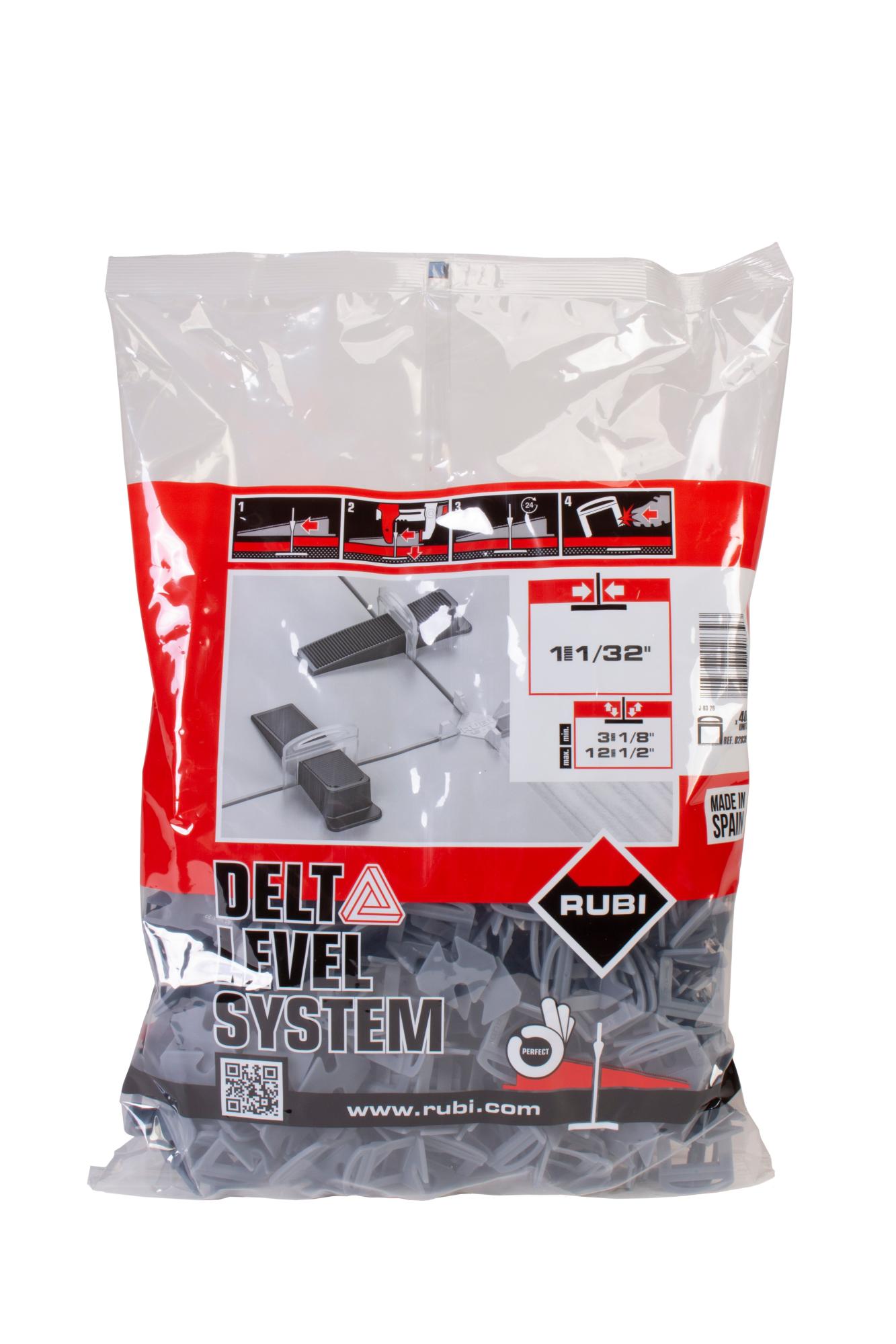 RUBI DELTA LEVEL SYSTEM Fliesennivelliersystem – Für Fliesen Ab 30x30 Cm, Inkl. Zange, Keile & Flansche