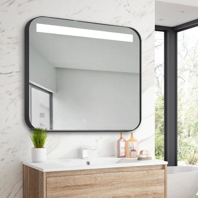 SONNI Espejo Baño con Luz Aumento Antivaho 80x60 cm Espejo Baño