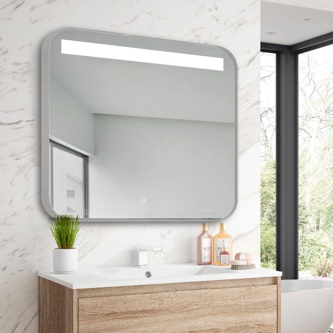 neumático rizo Gran universo Espejo de baño con luz LED Hermes táctil 100x80 cm | Leroy Merlin
