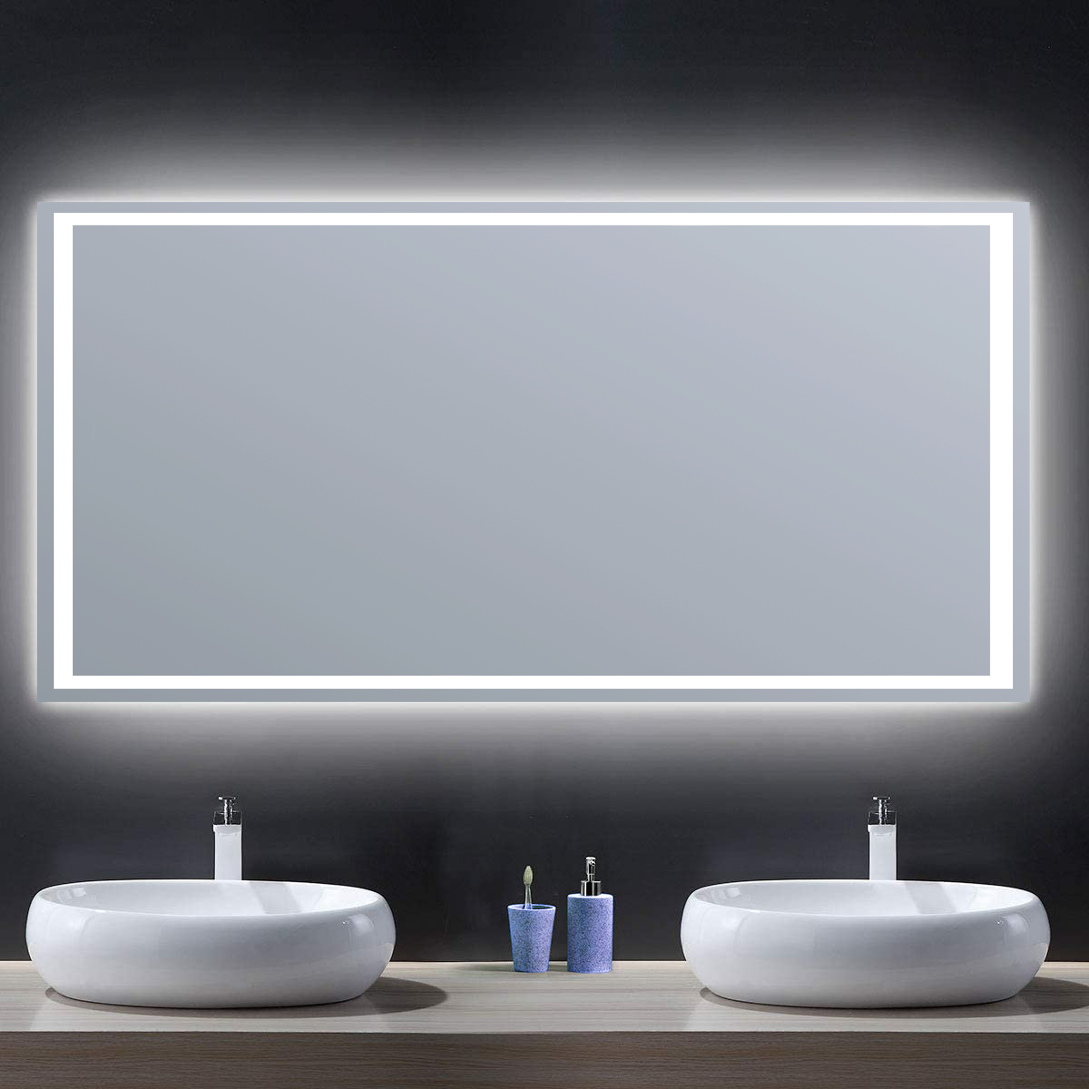 Espejo de baño con luz led gunar antivaho 80x90 cm