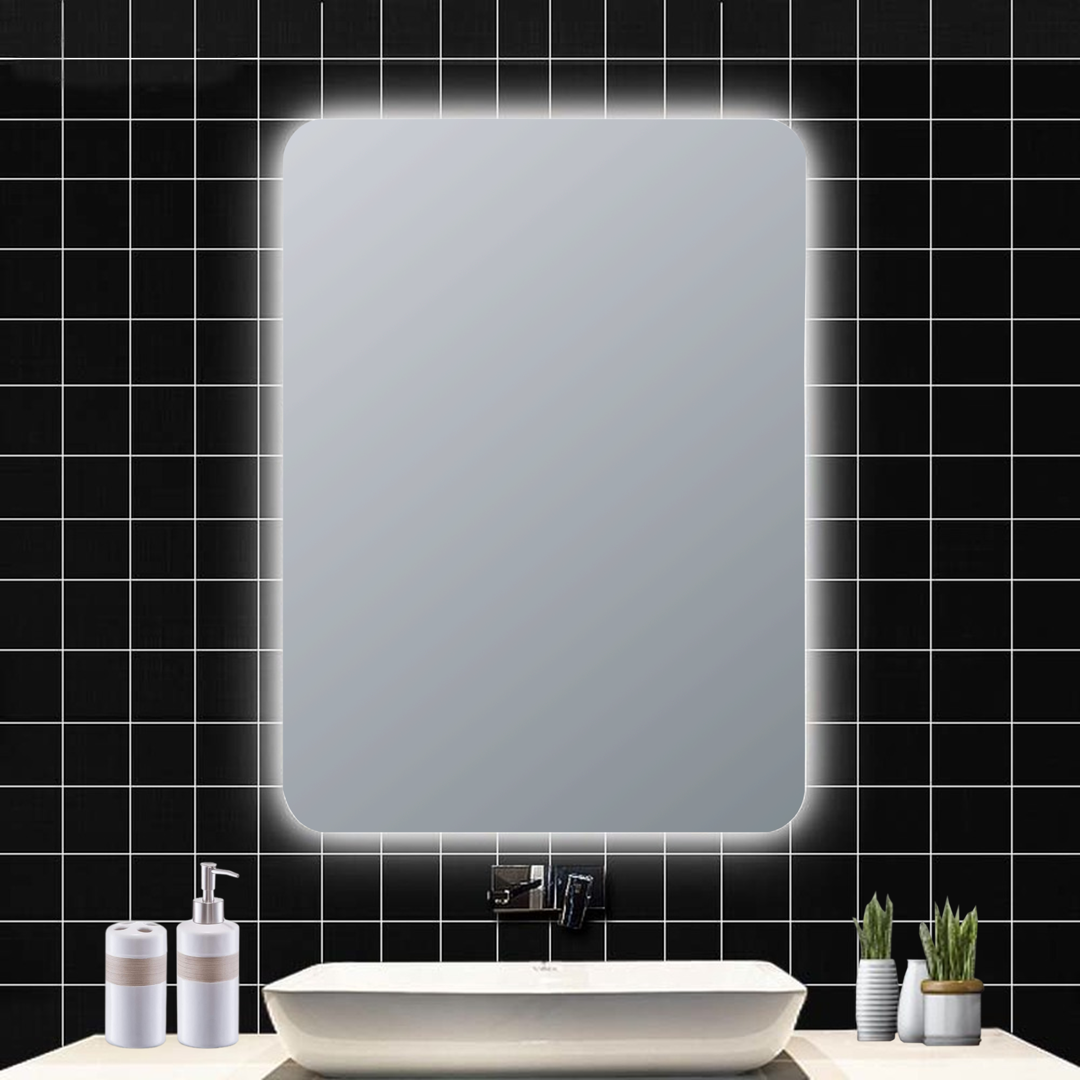 Espejo de baño con luz led elin antivaho 80x70 cm