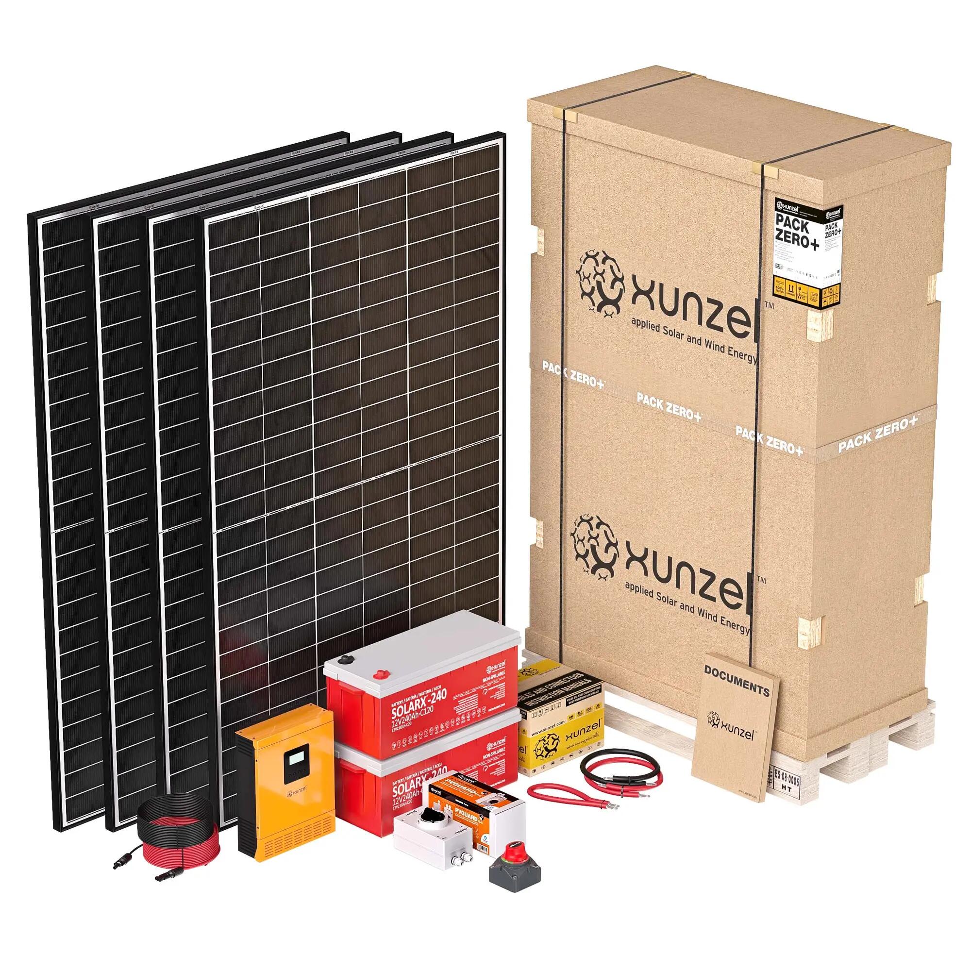 Kit solar pack zero+xunzel3900sxixs hasta 8,5kwh/d batería 5,6kwh inversor 3kw