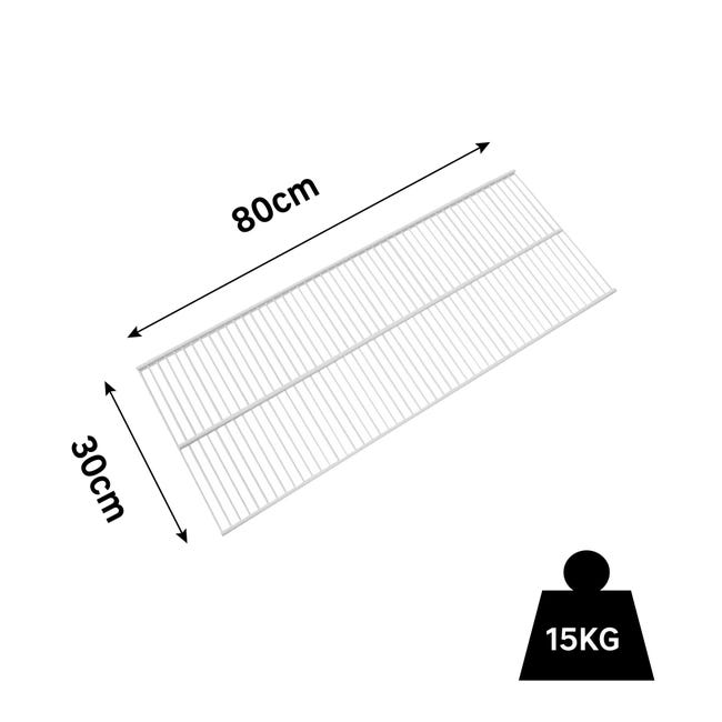 Balda recta para sistema de estantes de acero blanco de 30x80x30cm
