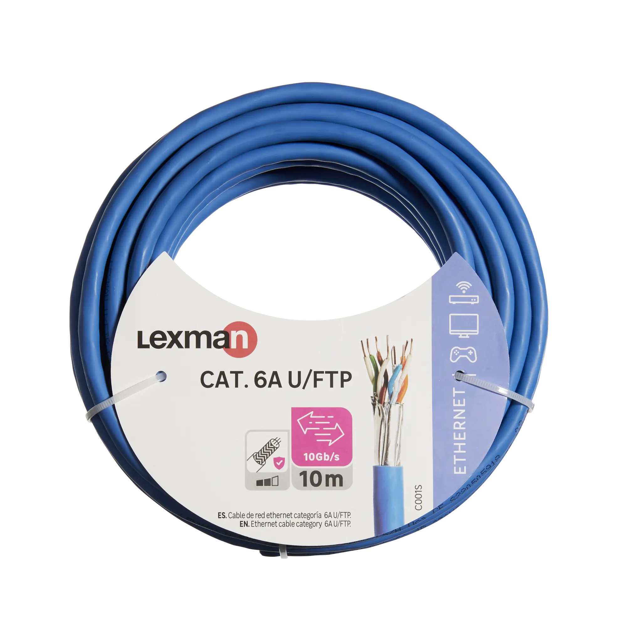 Cable de red ftp cat6a lexman 10m azul