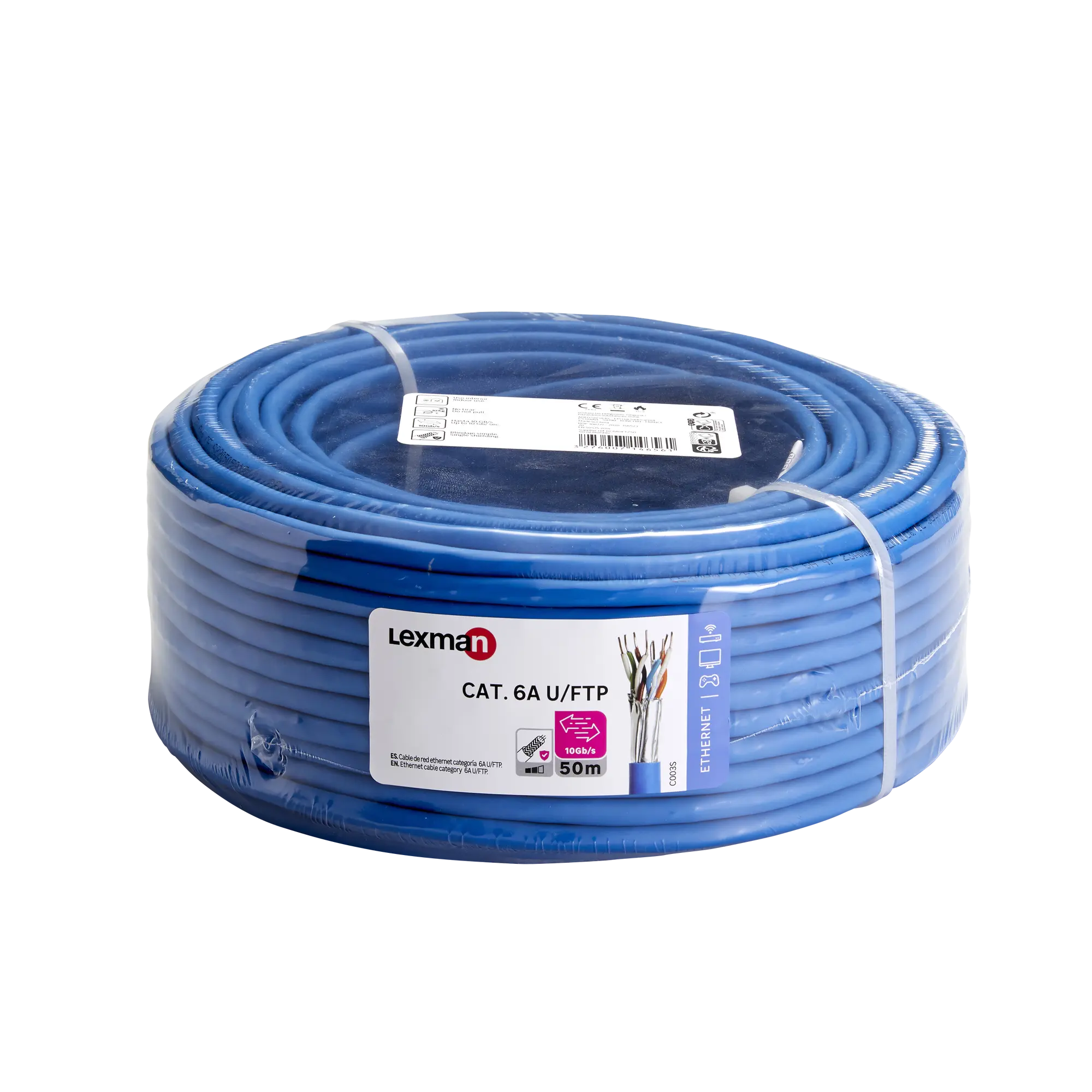 Cable de red ftp cat6a lexman 50m azul
