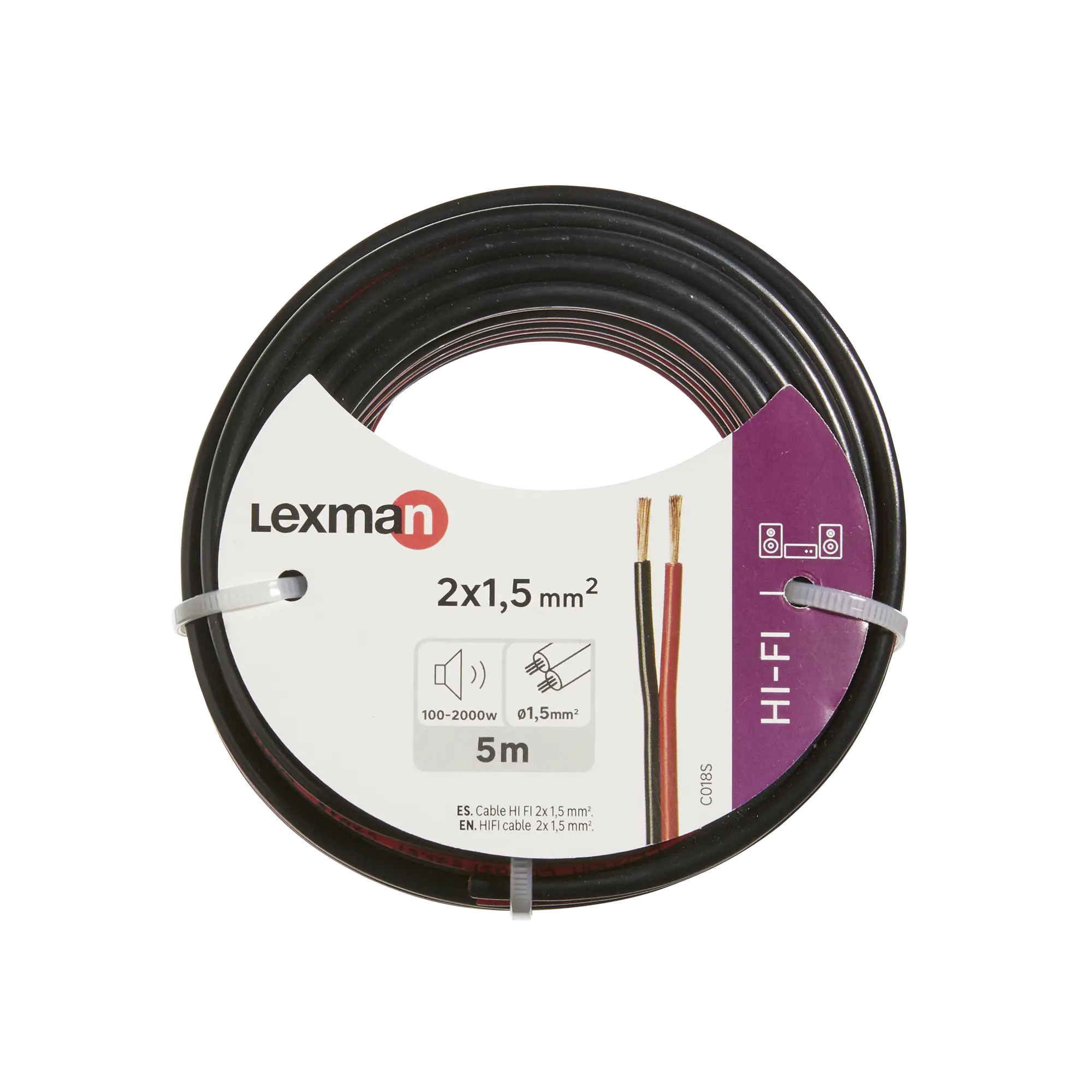 Cable hifi 2x1. 5mm 5m negro/rojo fc-d lexman