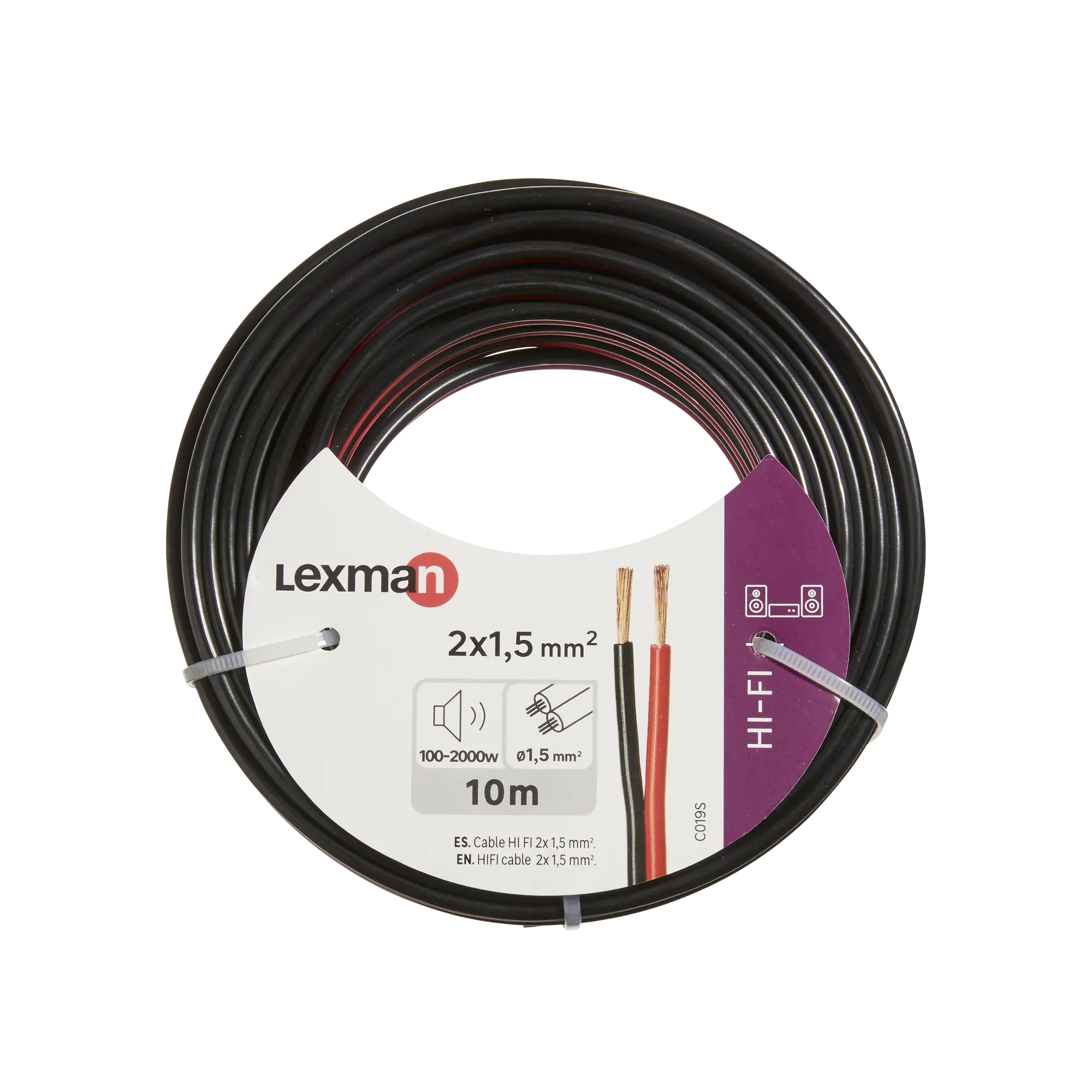 Cable hifi 2x1. 5mm 10m negro/rojo fc-d lexman
