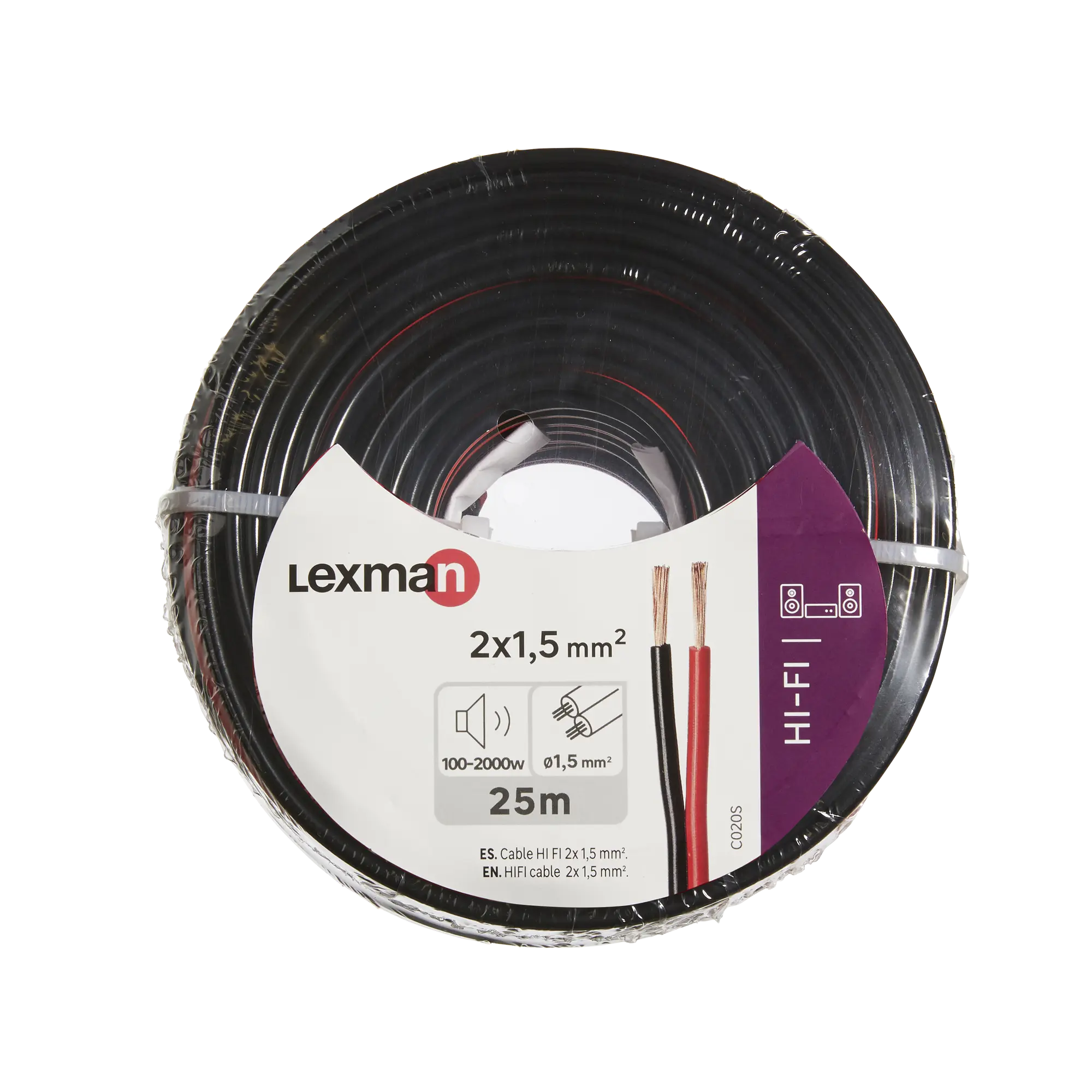 Cable hifi 2x1. 5mm 25m negro/rojo fc-d lexman