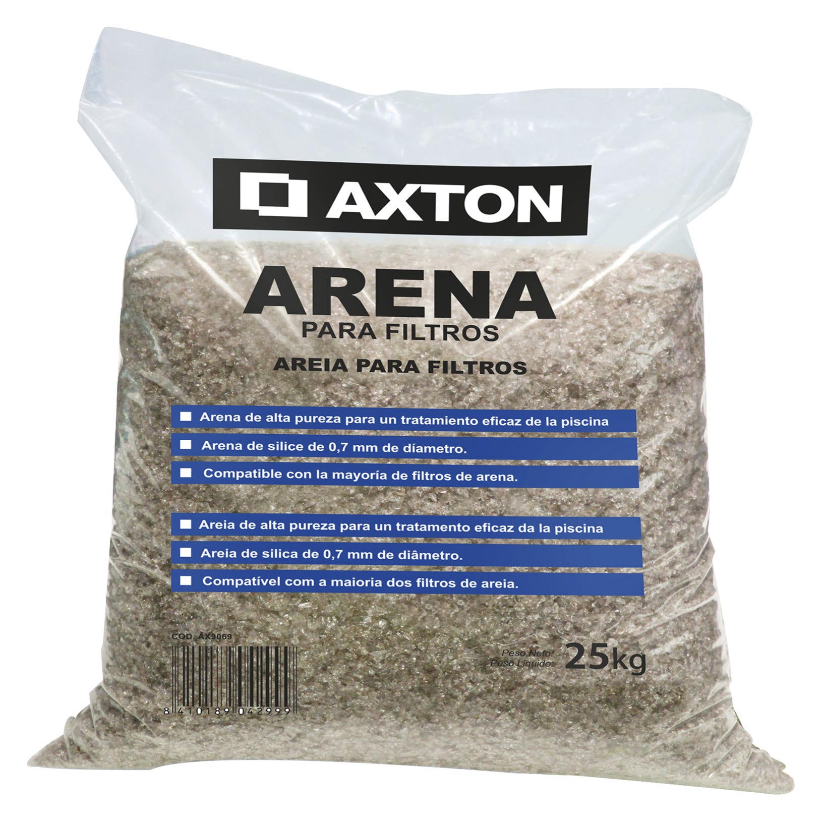 Pack 6 sacos de arena sílice AXTON 150 kg