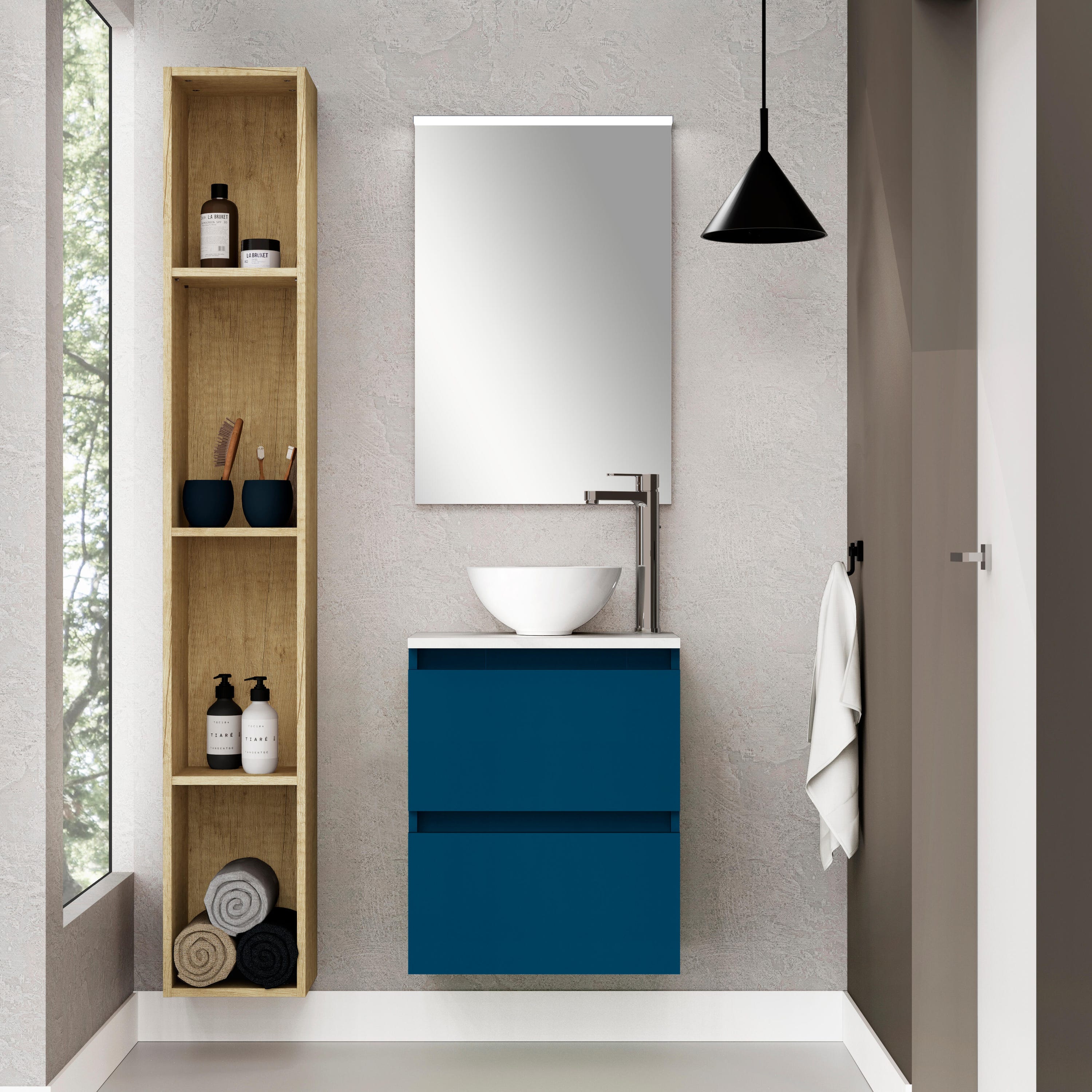 Mueble de baño con lavabo Espacio M gris oscuro 45x35 cm