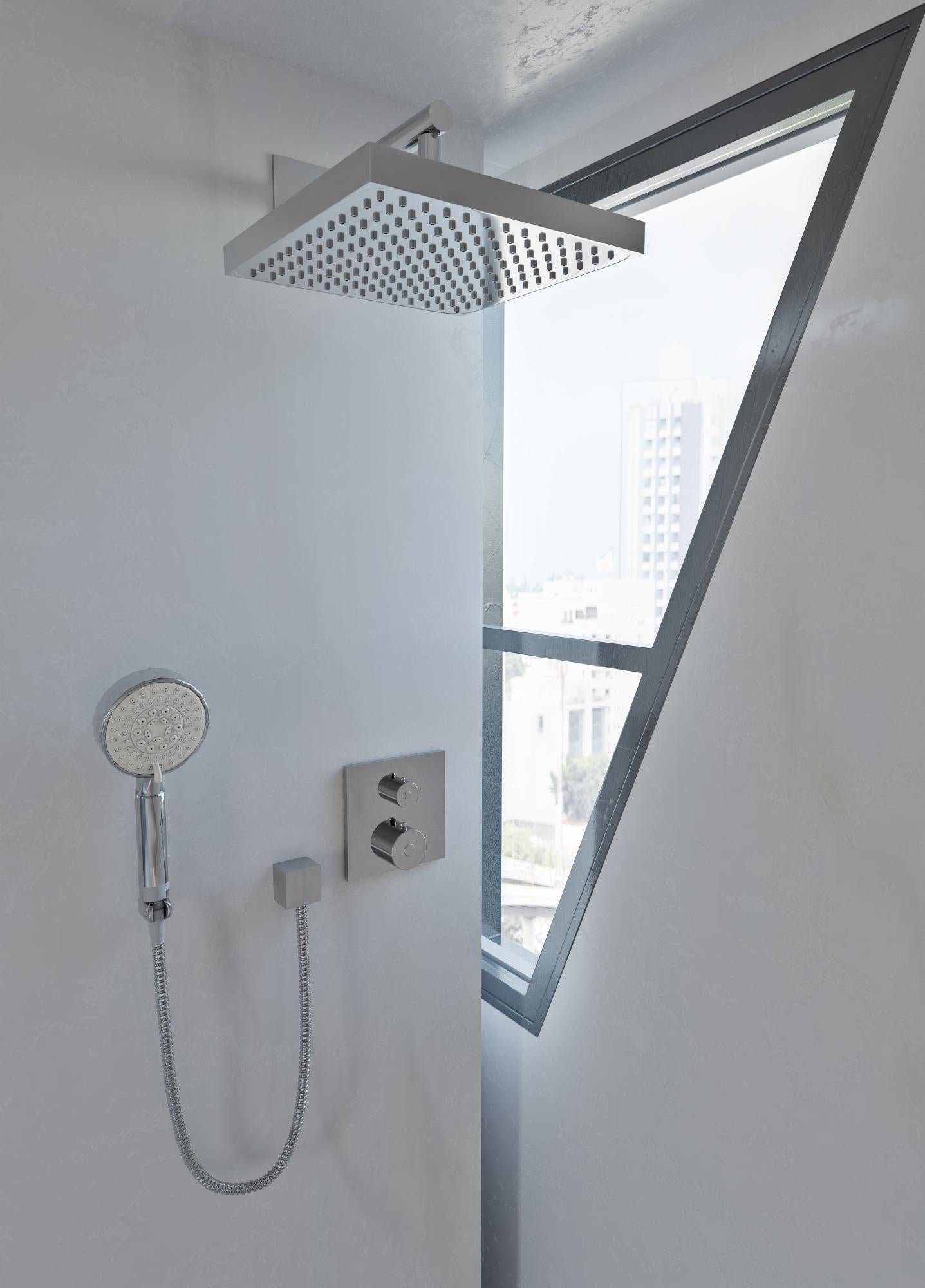 Conjunto de ducha empotrado termostático hansgrohe vernis gris / plata