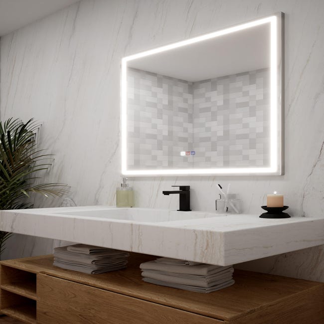 Espejo de baño NOMI 80x80 cms con de Luz neutra LED integrada en el espejo  y sistema antivaho.