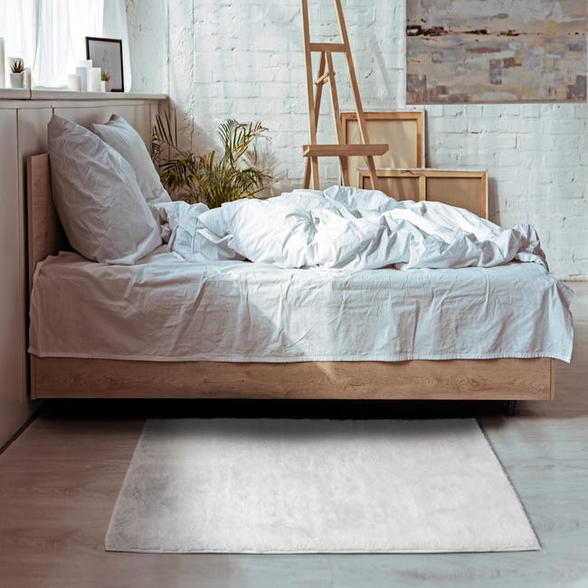 Alfombra pie de cama poliéster INSPIRE Bianca Rabbit Skin rectangular  60x110cm