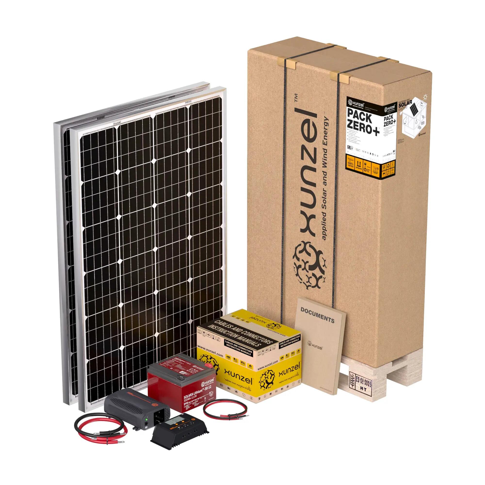 Kit solar pack zero+xunzel5002xjli 1080wh/d bateria litio 333wh inversor 400w
