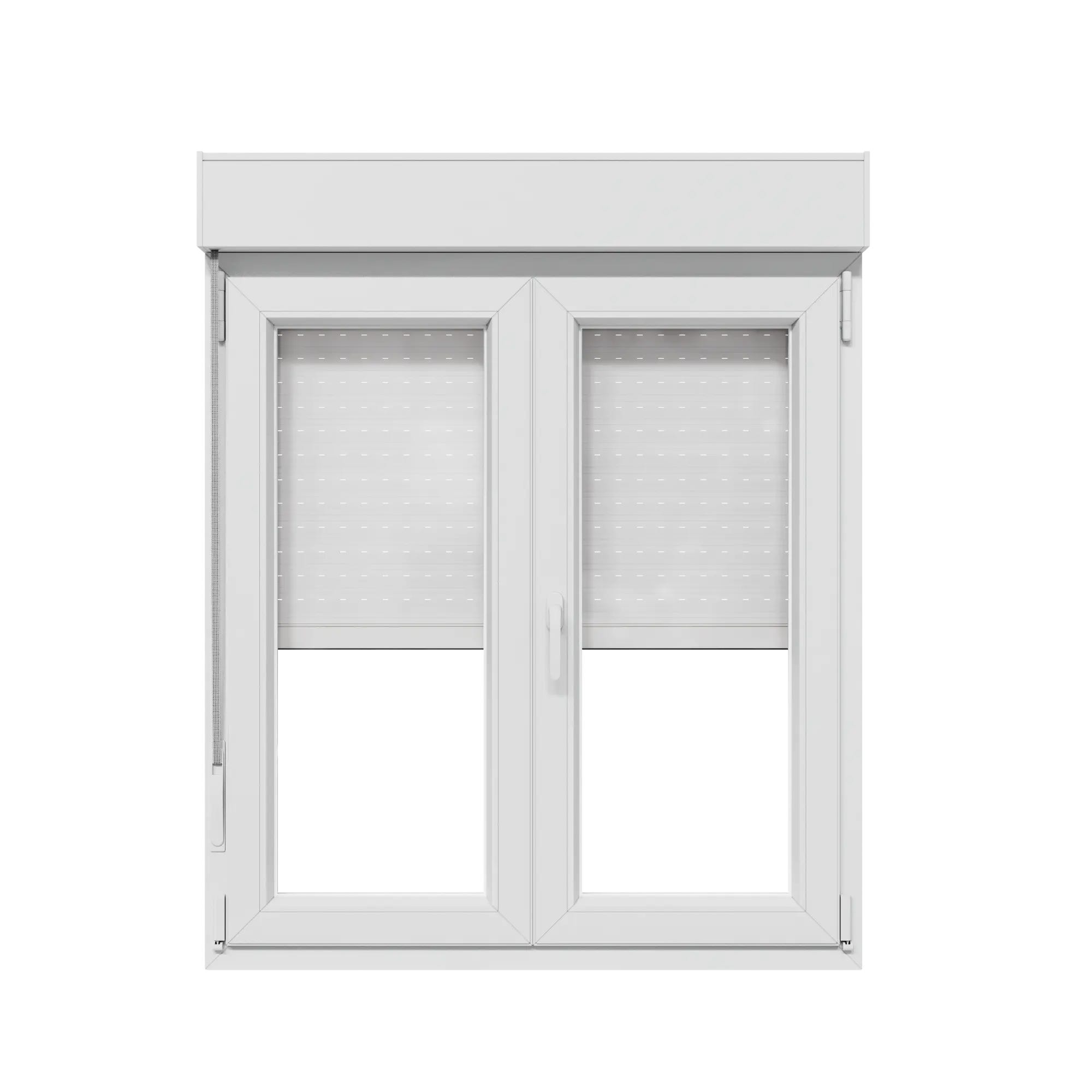 Ventana PVC blanca oscilobatiente con persiana de 100X125 cm