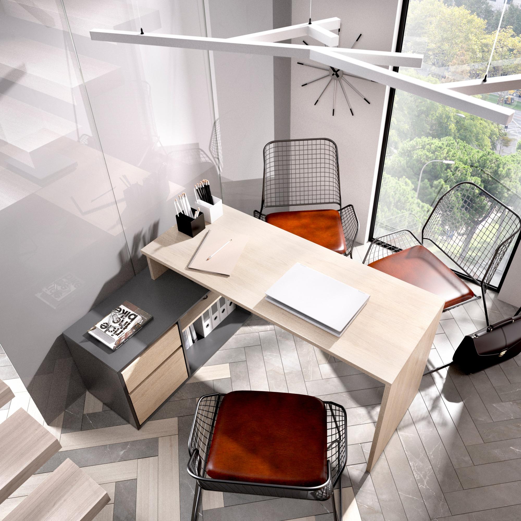 Mesa de escritorio iain roble y gris 139x92x75 cm