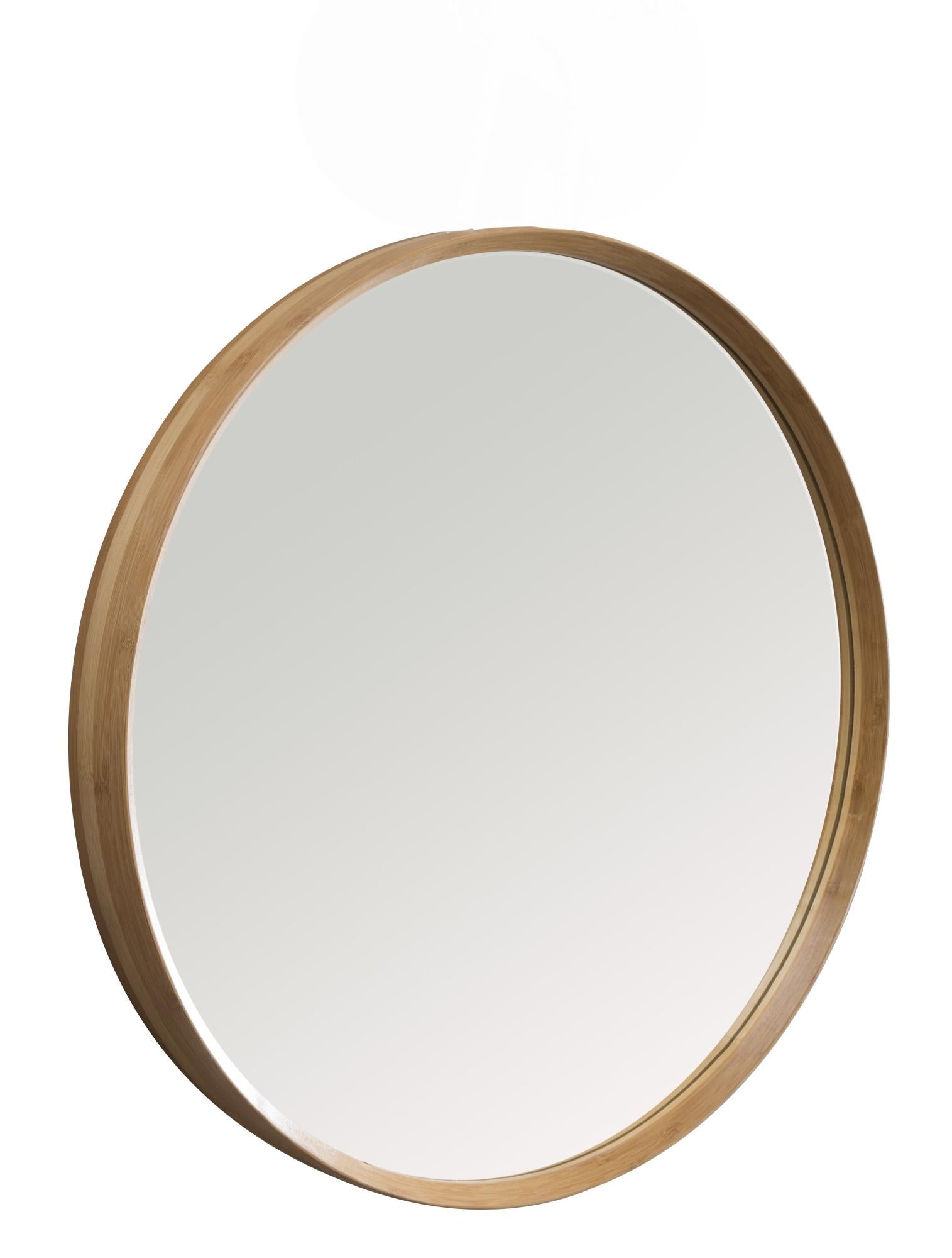 Espejo enmarcado redondo ordina castaño 80 x 80 cm
