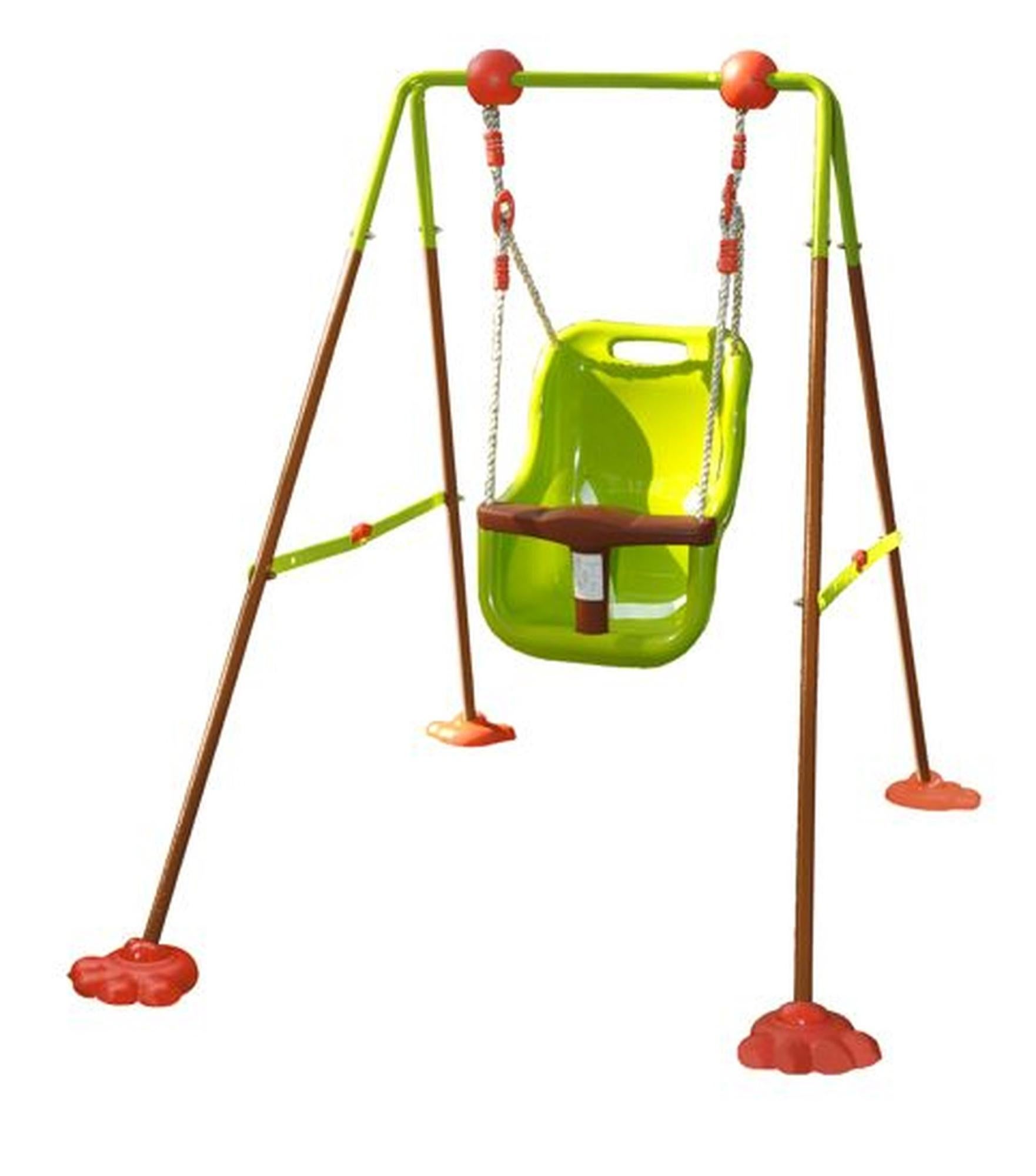 Columpio infantil de acero con respaldo Outsunny 122x146x122 cm verde