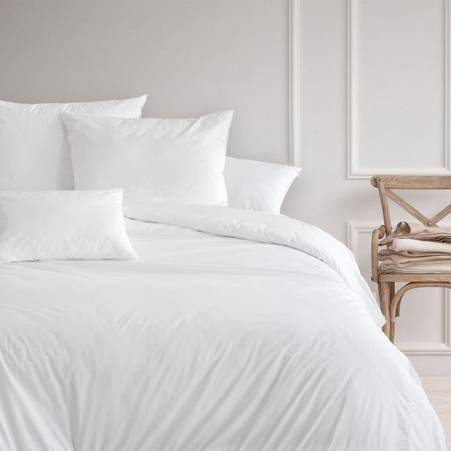 Asistencia Agregar carpeta Funda nórdica INSPIRE lisa algodón egipcio 400 hilos blanco para cama de  150 cm | Leroy Merlin