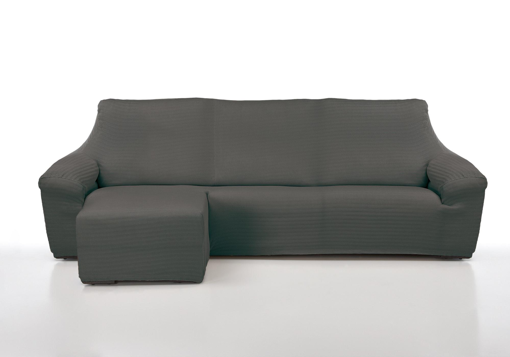 Funda chaise longue elástica brazo corto playa gris derecho