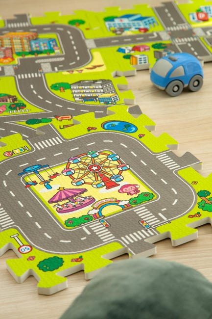 Alfombra multicolor Goma Eva Puzzle Carretera 90 x 90cm Leroy Merlin