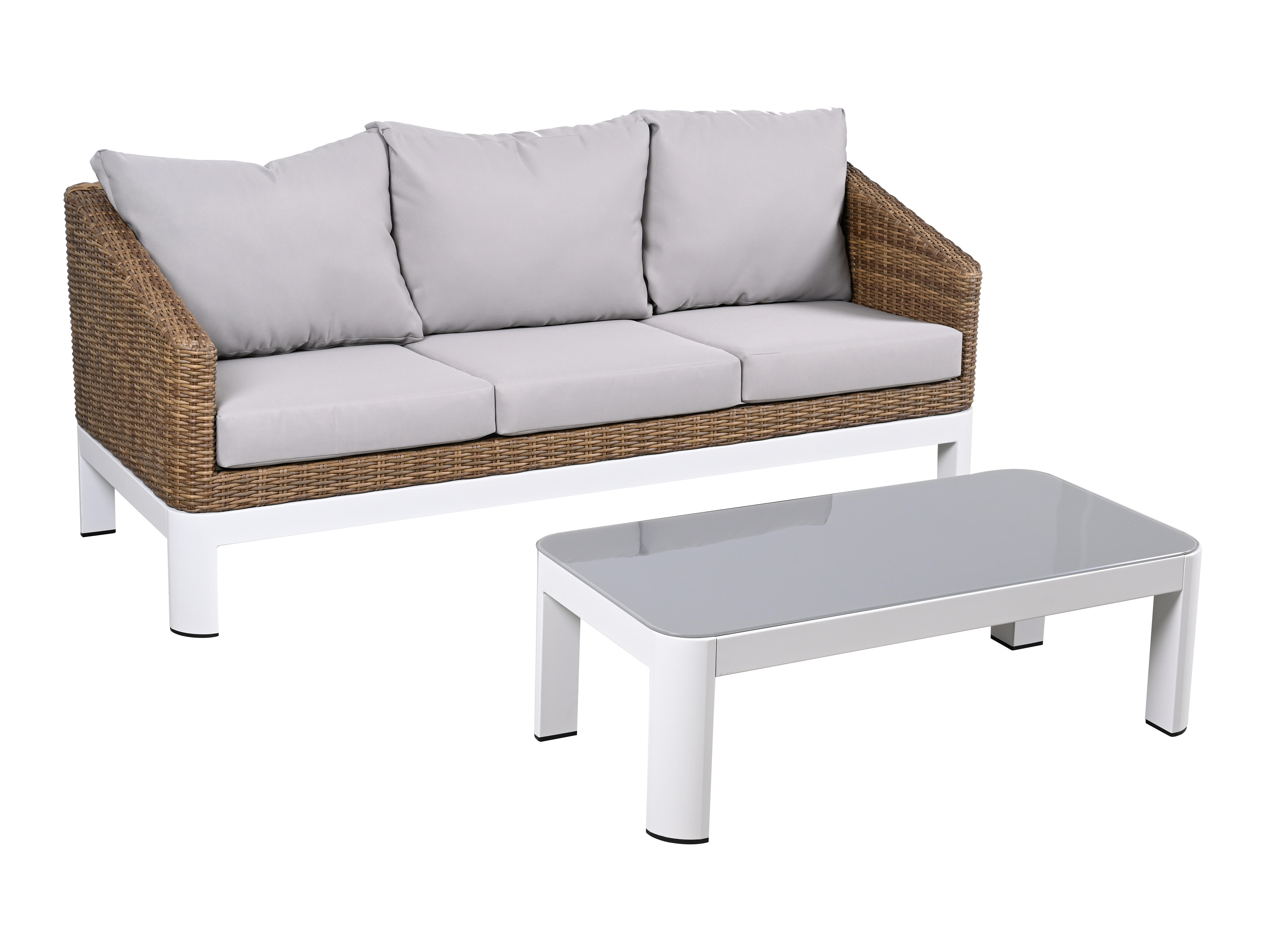 Set de muebles de porche de aluminio salónica (sofá + mesa). parte conjunto
