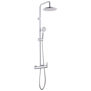 Columna de ducha termostática LÓPEZ diseño redondo, grifo con manetas  grafiladas, con tubo extensible de 80