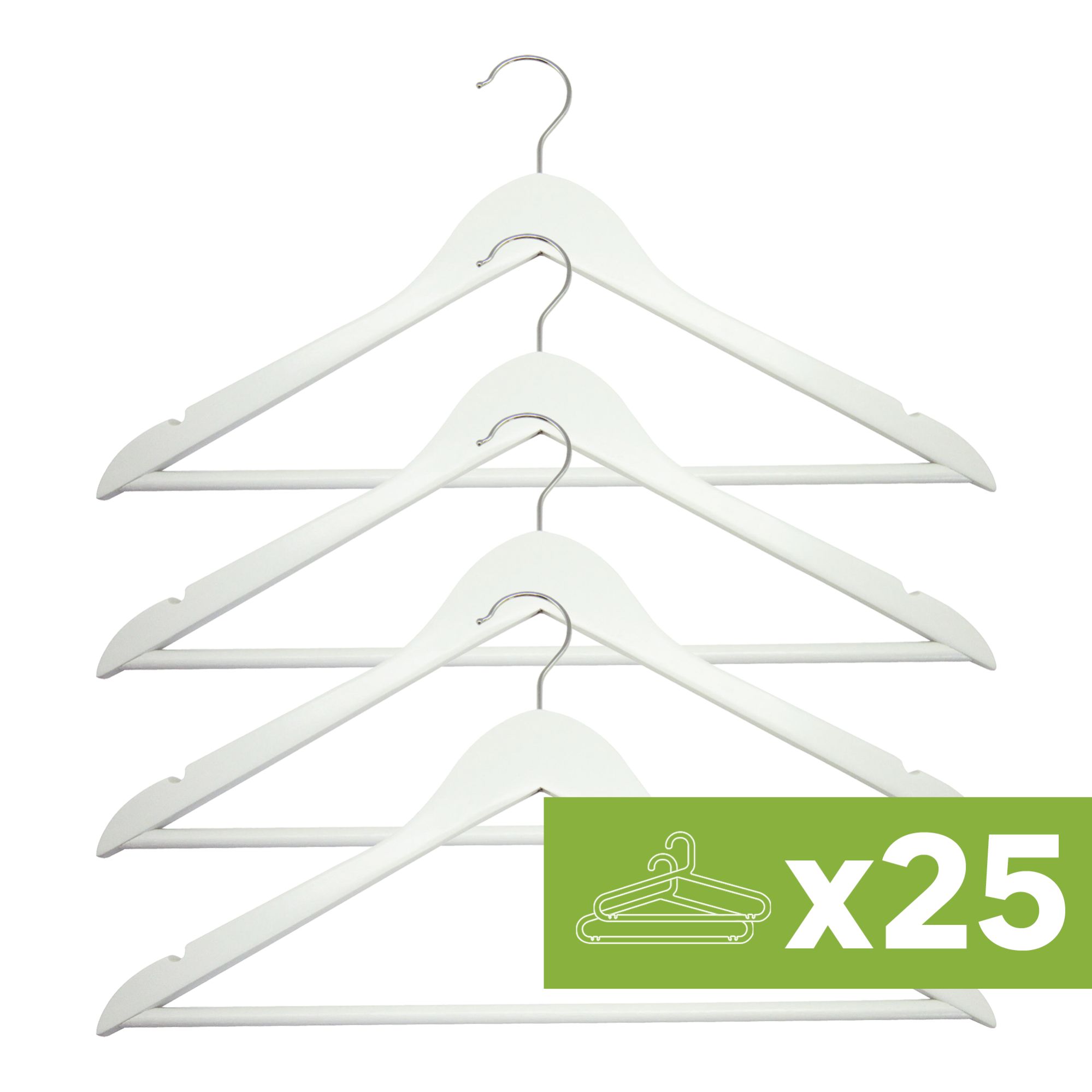 Lote de 25 Packs 4 perchas SPACEO de madera blanca FSC 45x23cm anchoxalto Leroy Merlin