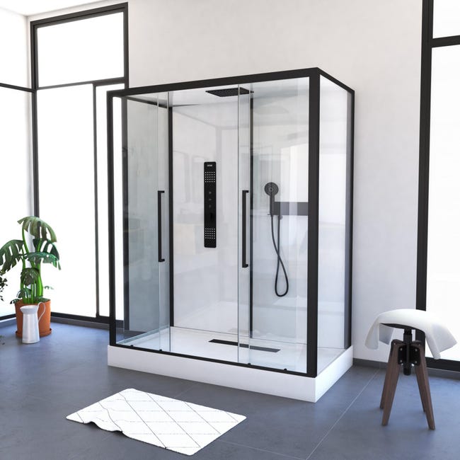 Cabina de ducha Urban 2 XXL (85 x 160 x 215 cm, Blanco/Negro