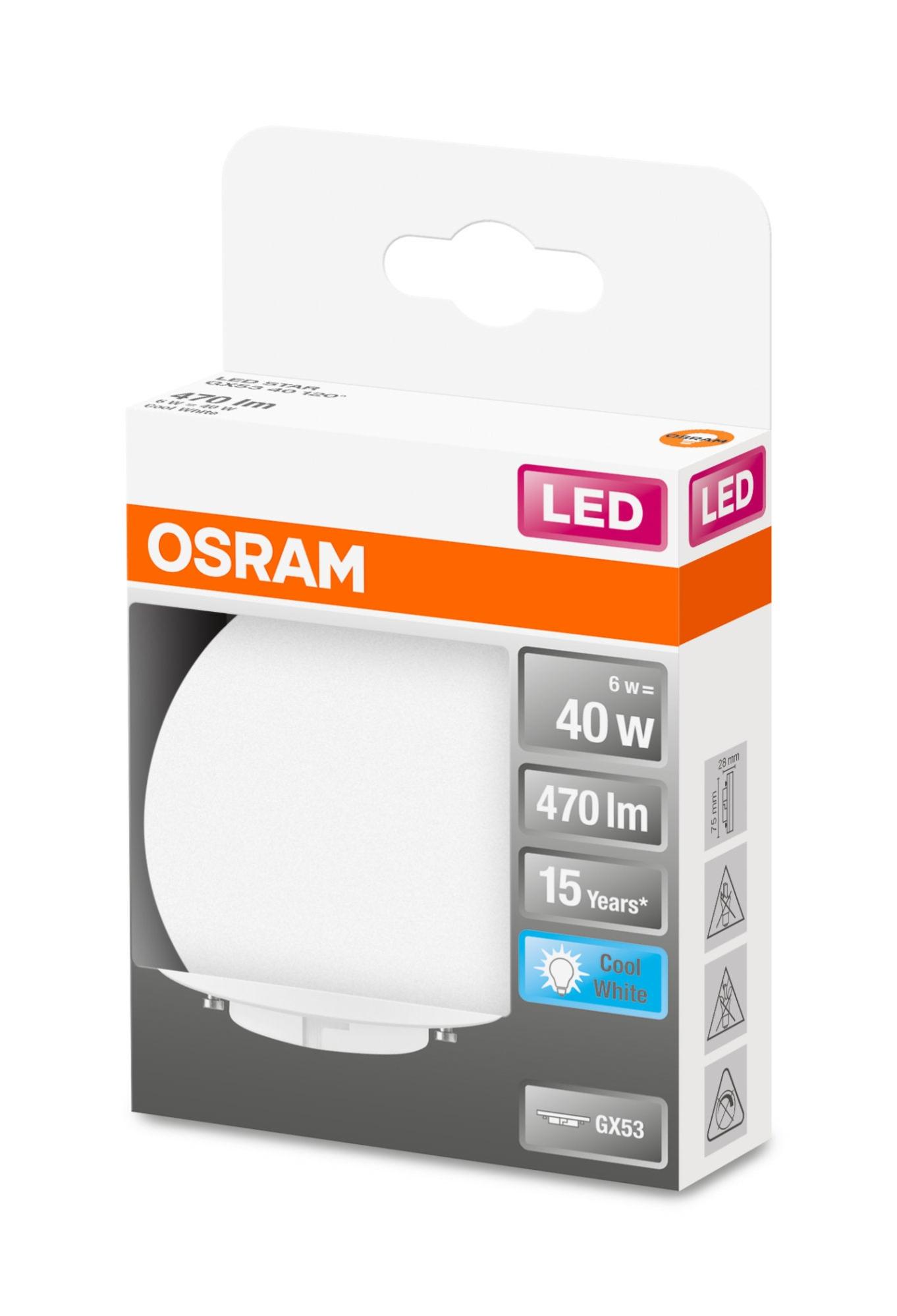 Bombilla led filamento gx53 redonda 470 lúmenes 6w de 4000k osram