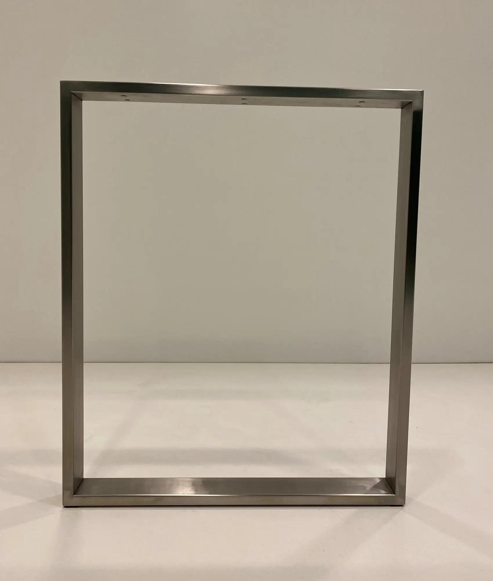 Pata fija rectangular de acero inoxidable brillante para mesa 60 x 72 cm