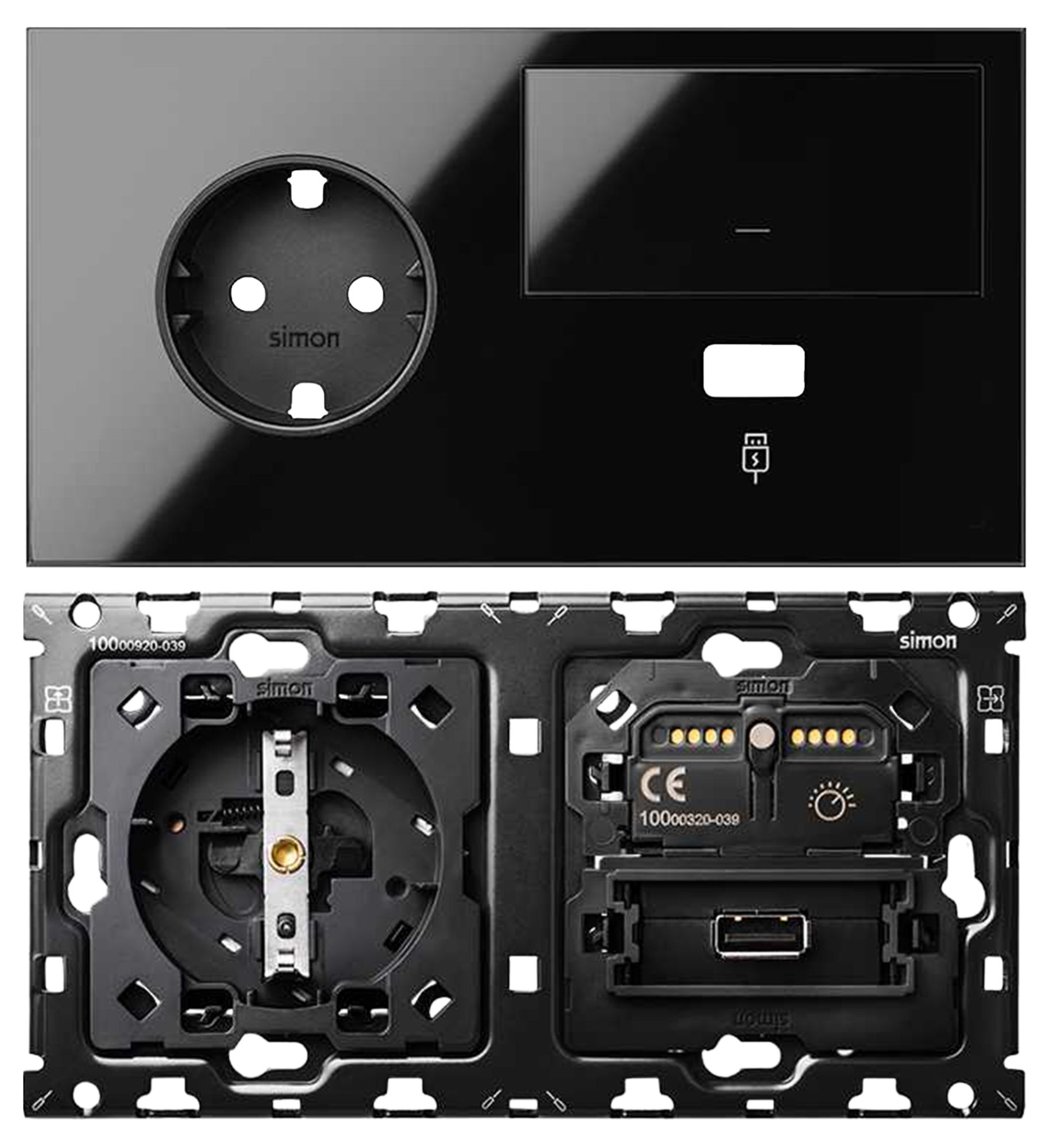 Lote enchufe USB interruptor 2 elemento SIMON 100 negro