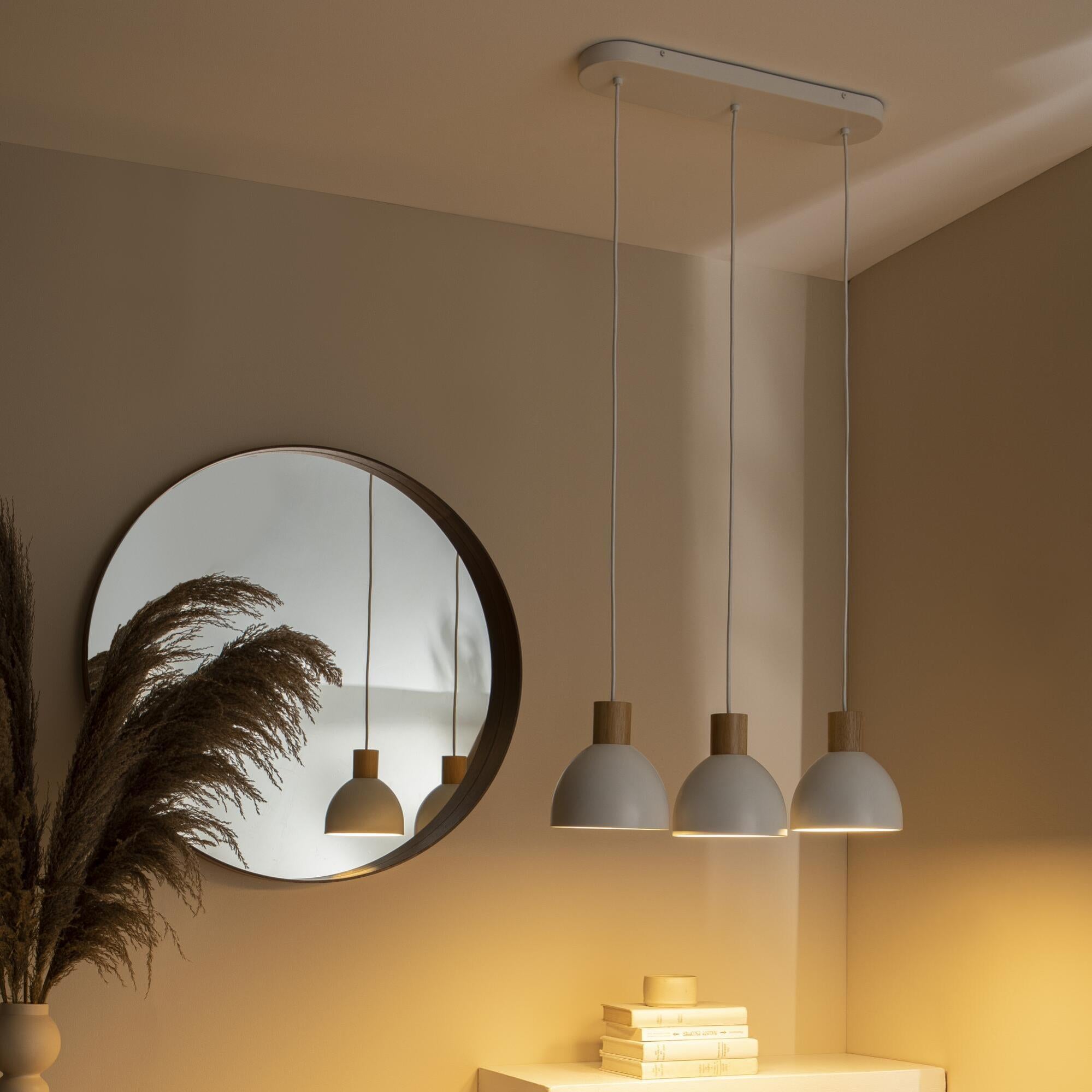 Lámpara de techo INSPIRE Venosa blanca madera 3 luces E27 18 cm Leroy