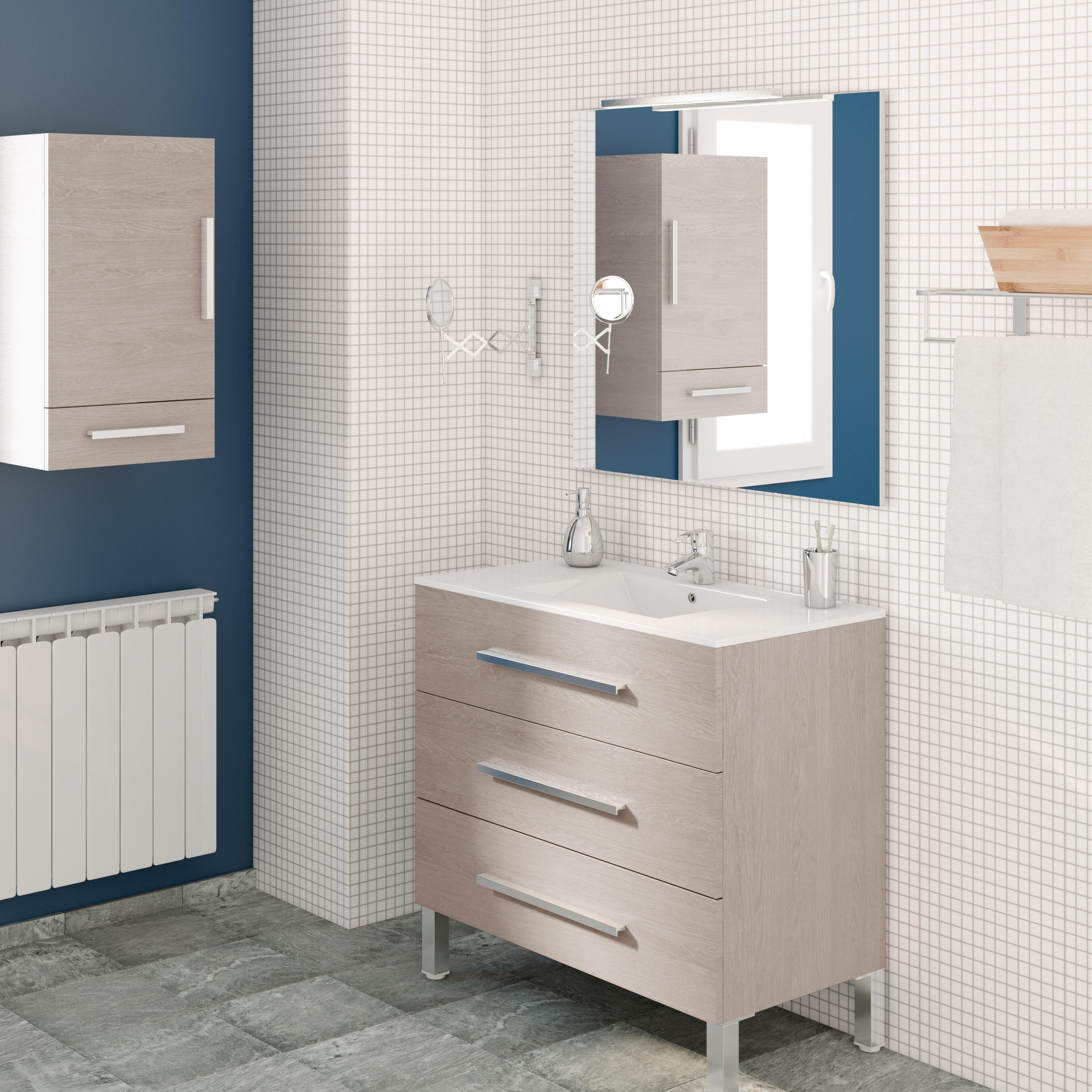 Mueble de baño con lavabo madrid roble gris 90x45 cm