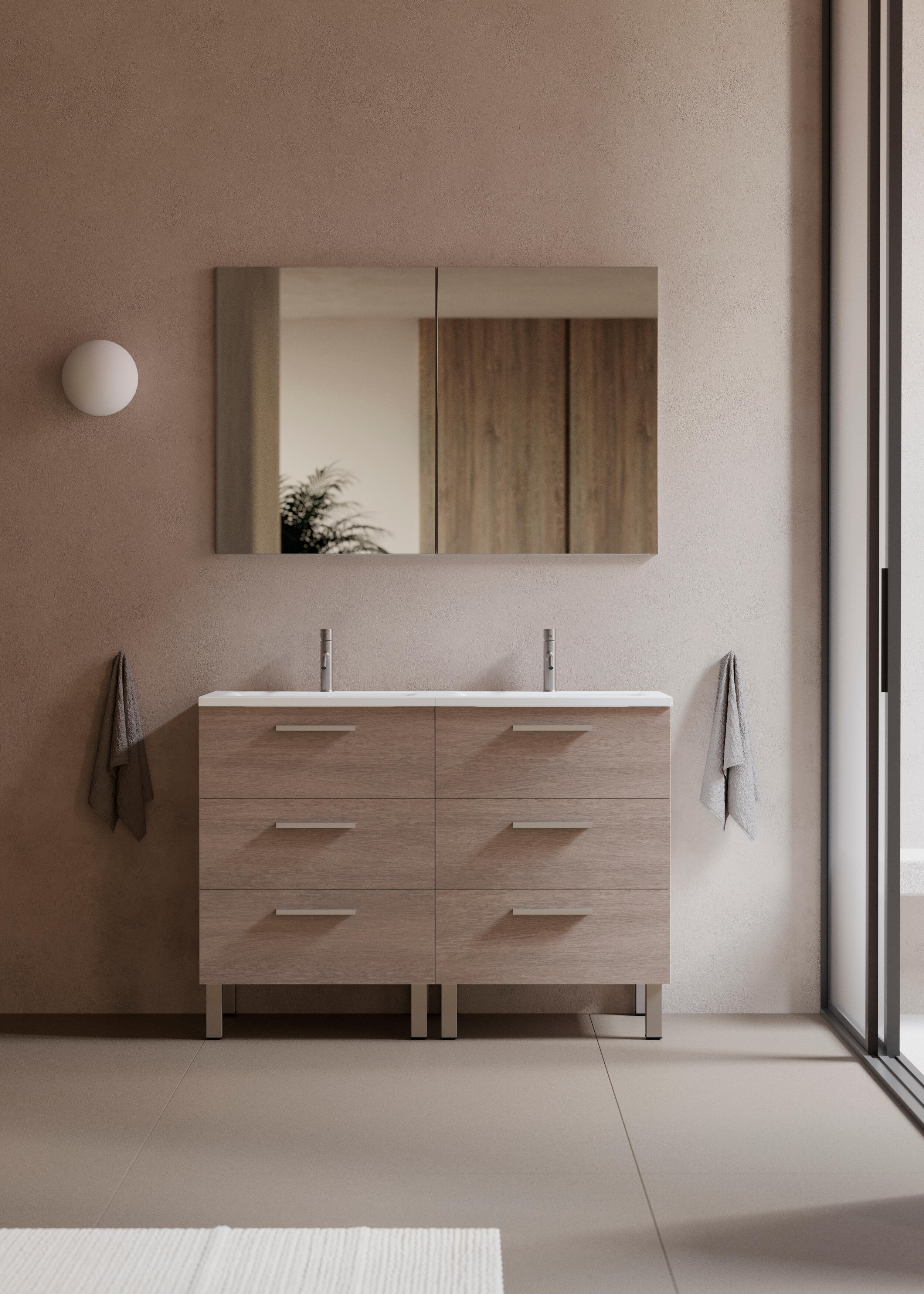 Mueble de baño con lavabo madrid roble gris 120x45 cm