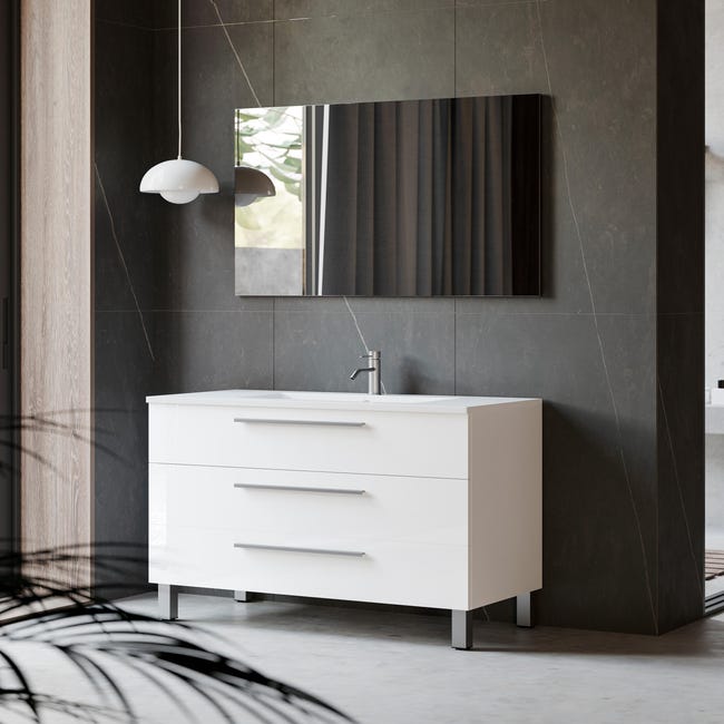 Mueble de con lavabo Madrid blanco 100x45 cm | Leroy Merlin