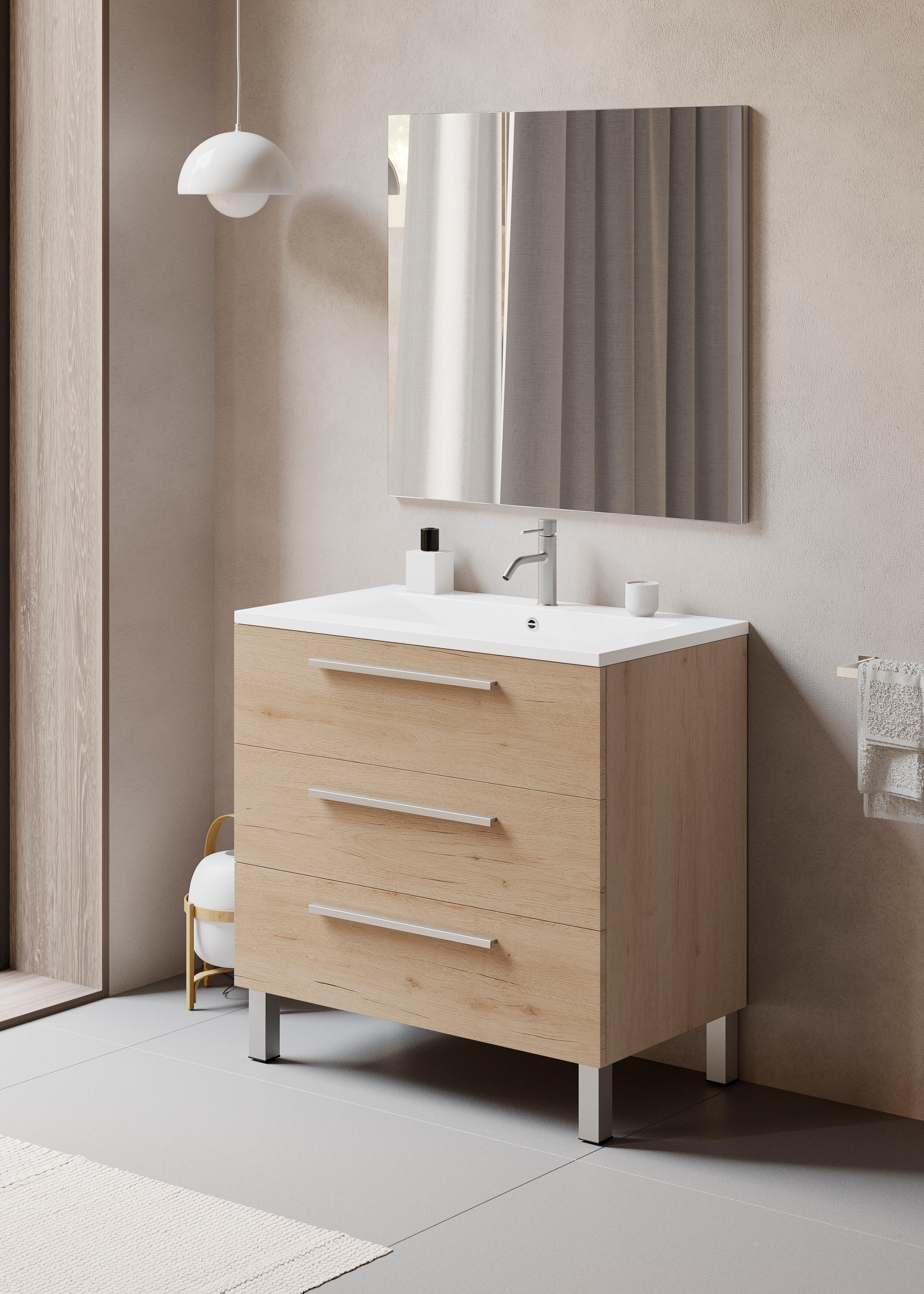 Mueble de baño con lavabo madrid roble 90x45 cm
