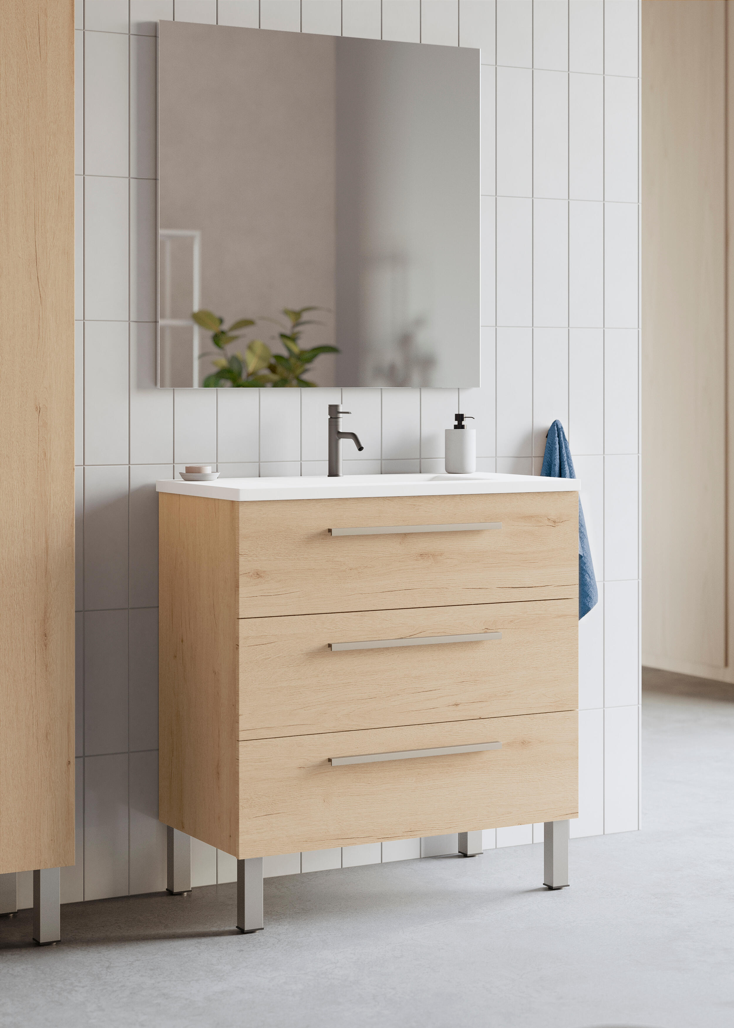 Mueble de baño con lavabo madrid roble 80x40 cm