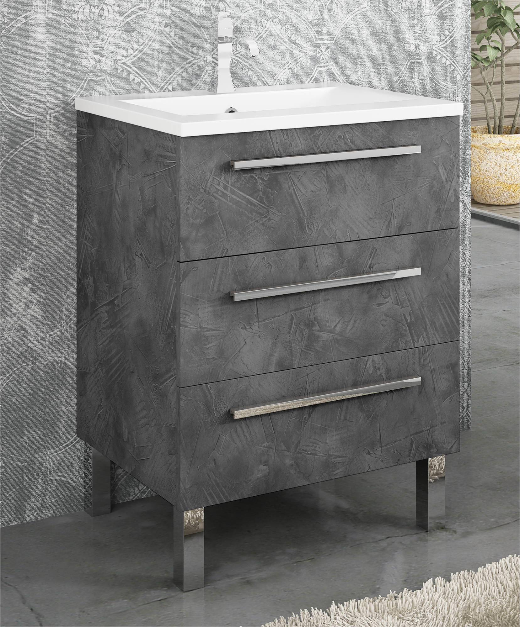 Mueble de baño con lavabo madrid grafito 60x40 cm