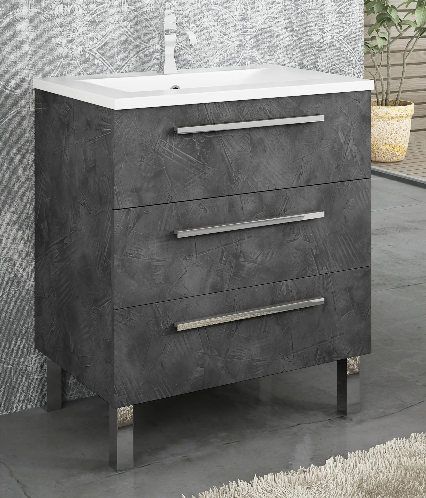 Mueble de baño con lavabo madrid grafito 70x45 cm