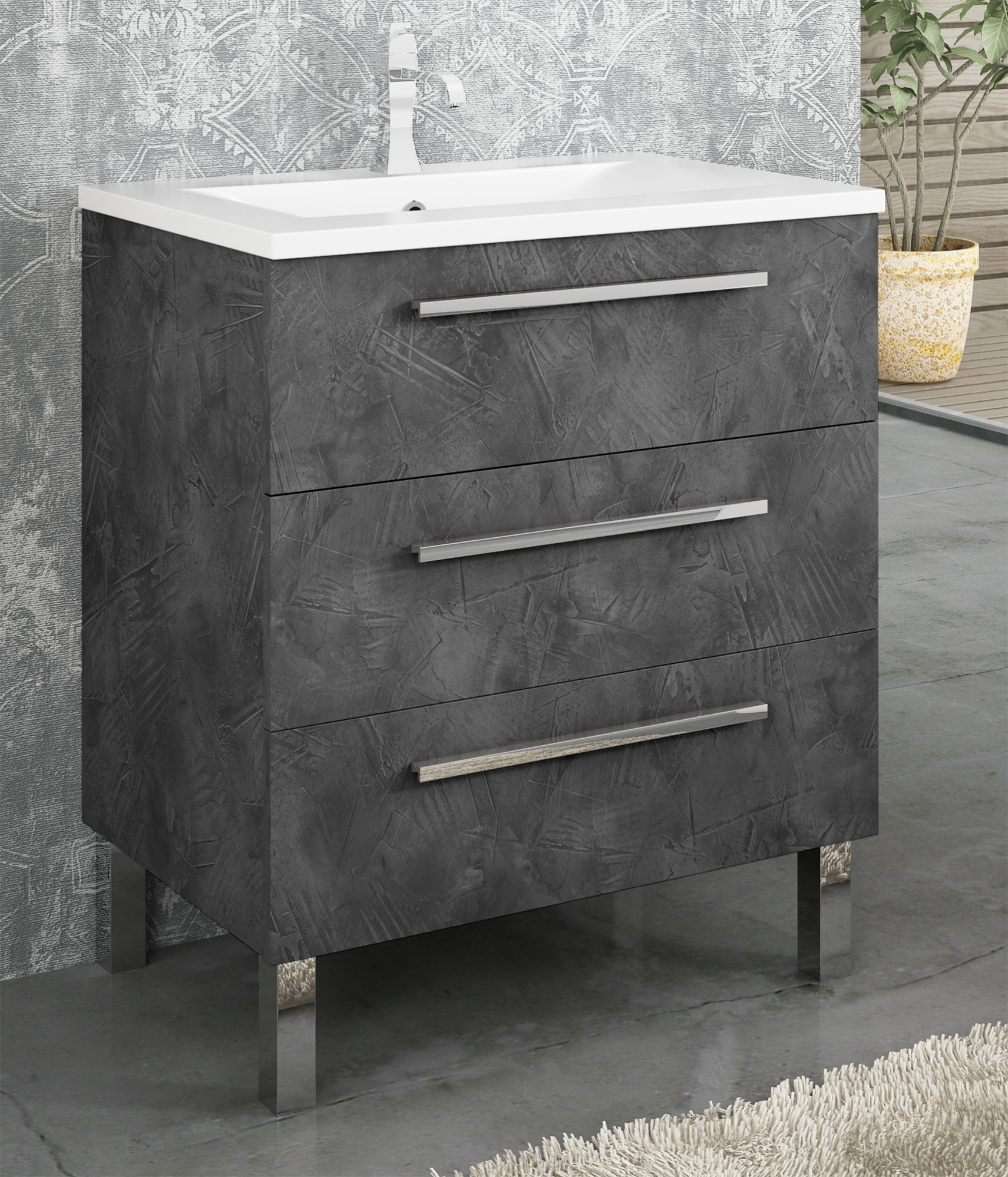 Mueble de baño con lavabo madrid grafito 70x45 cm de la marca Sin marca