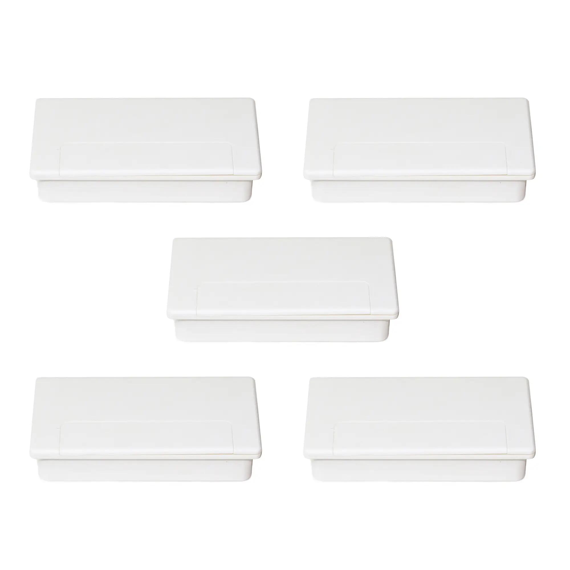 Pack de 5 pasacables para mesa blanco de 10,1x5,1cm